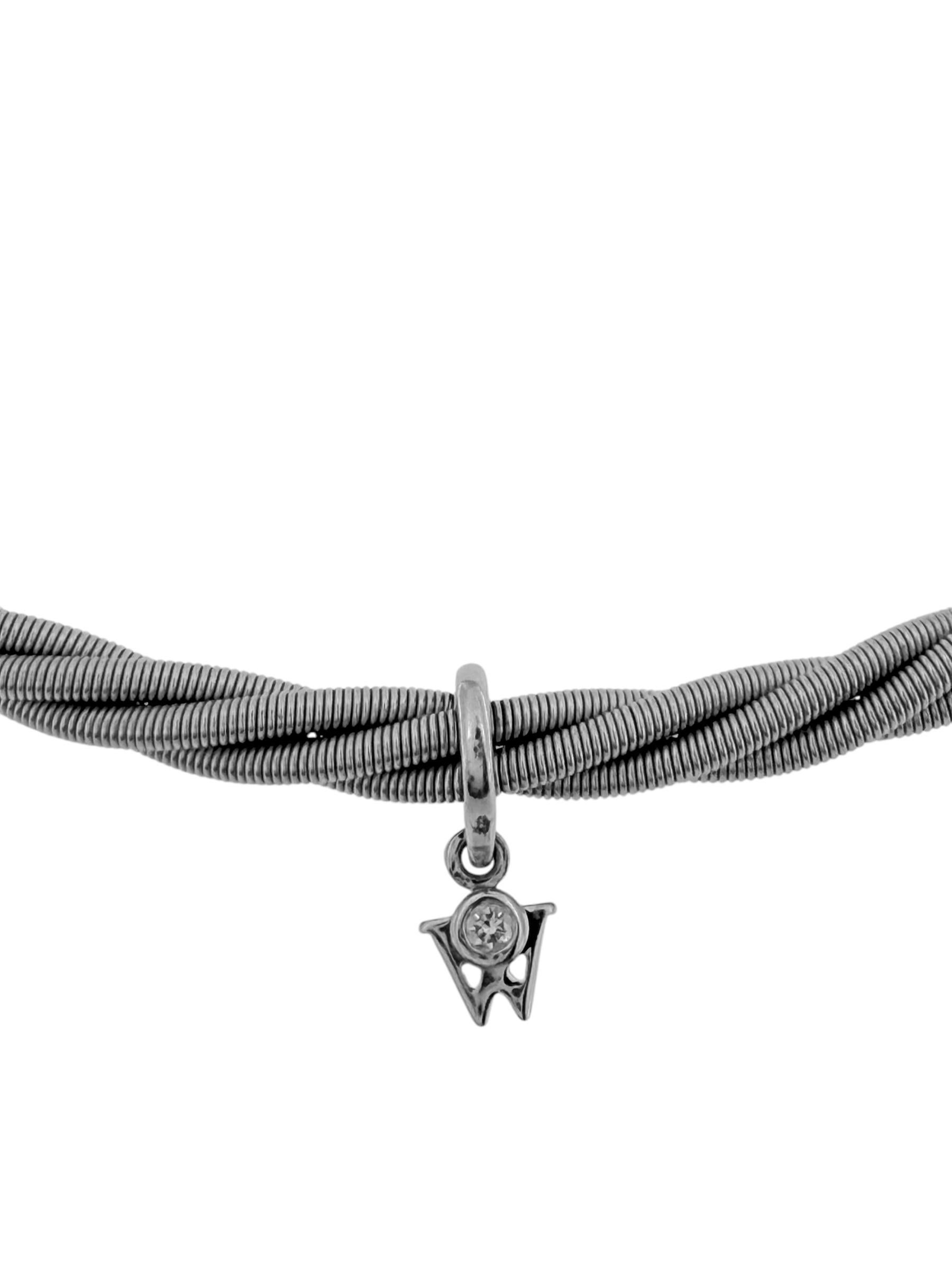 Taglio brillante Collana Wellendorff intrecciata in oro bianco con diamante in vendita