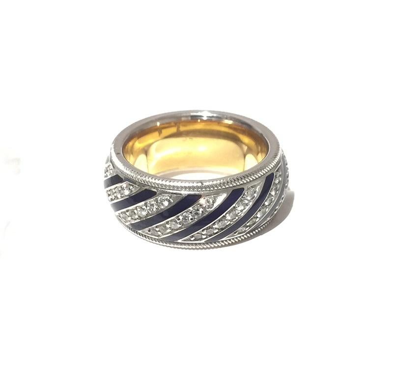 Wellendorff Ladies Diamond and Enamel Ring 66608 In New Condition For Sale In Wilmington, DE