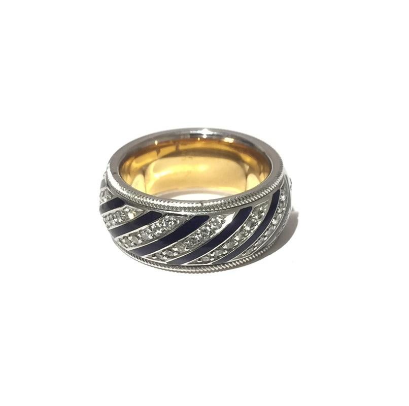 Women's or Men's Wellendorff Ladies Diamond and Enamel Ring 66608 For Sale