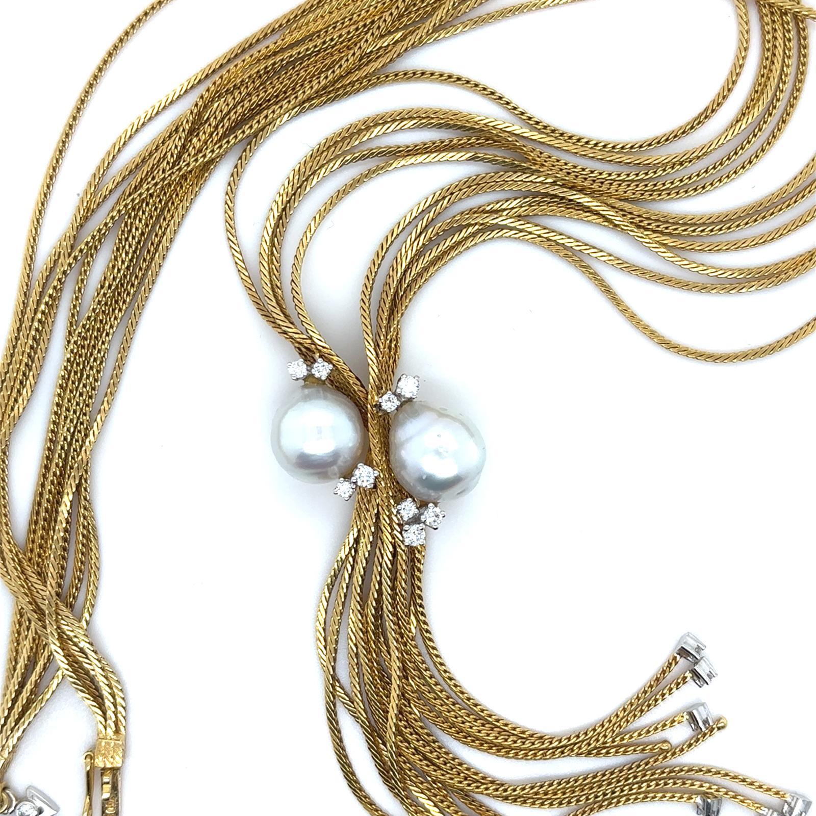 Collier en or jaune 18 carats avec perles et diamants Wellendorff Bon état - En vente à London, GB