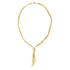 Wellendorff Halskette aus 18 Karat Gelbgold mit Perlen und Diamanten