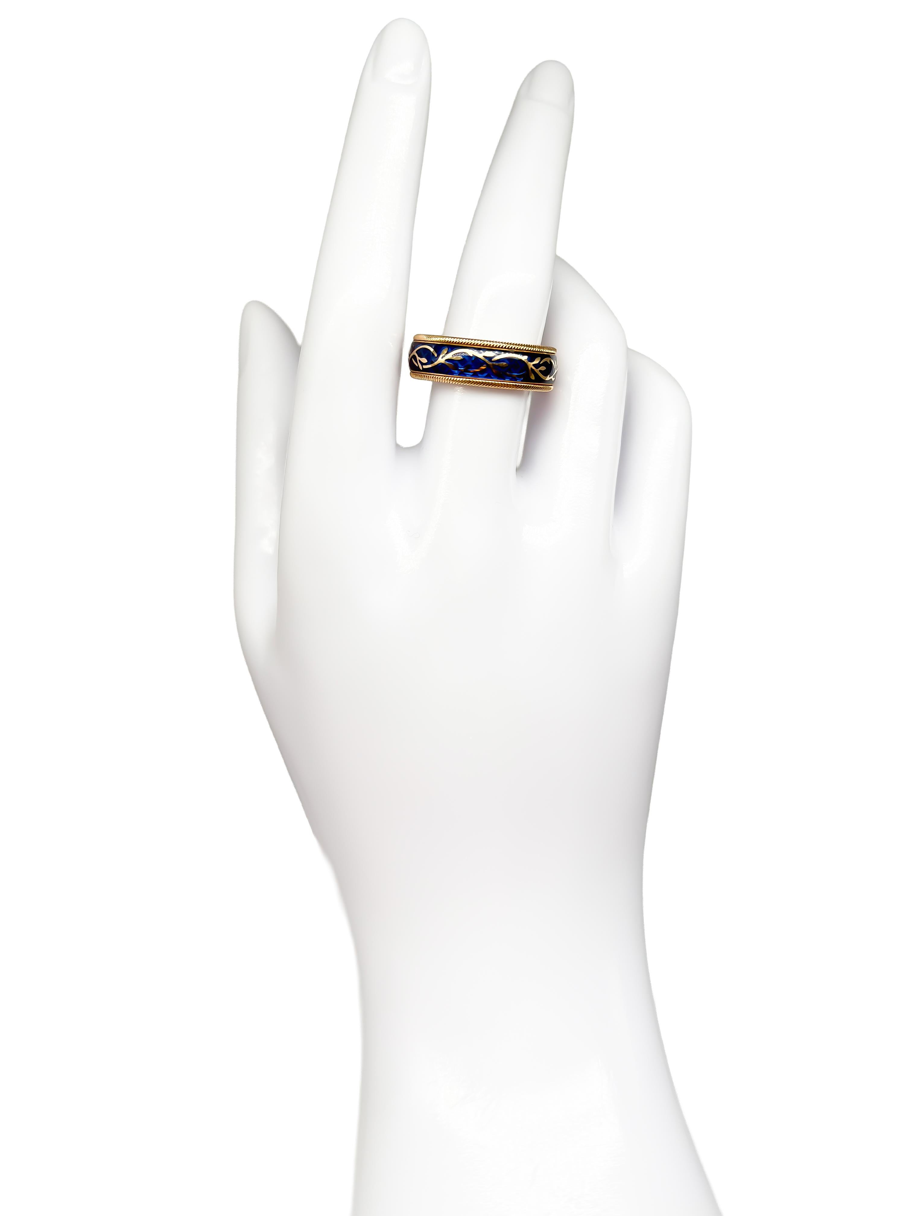 Bague Wellendorff en or jaune 18 carats avec diamants et émail à froid Bon état - En vente à Berlin, DE