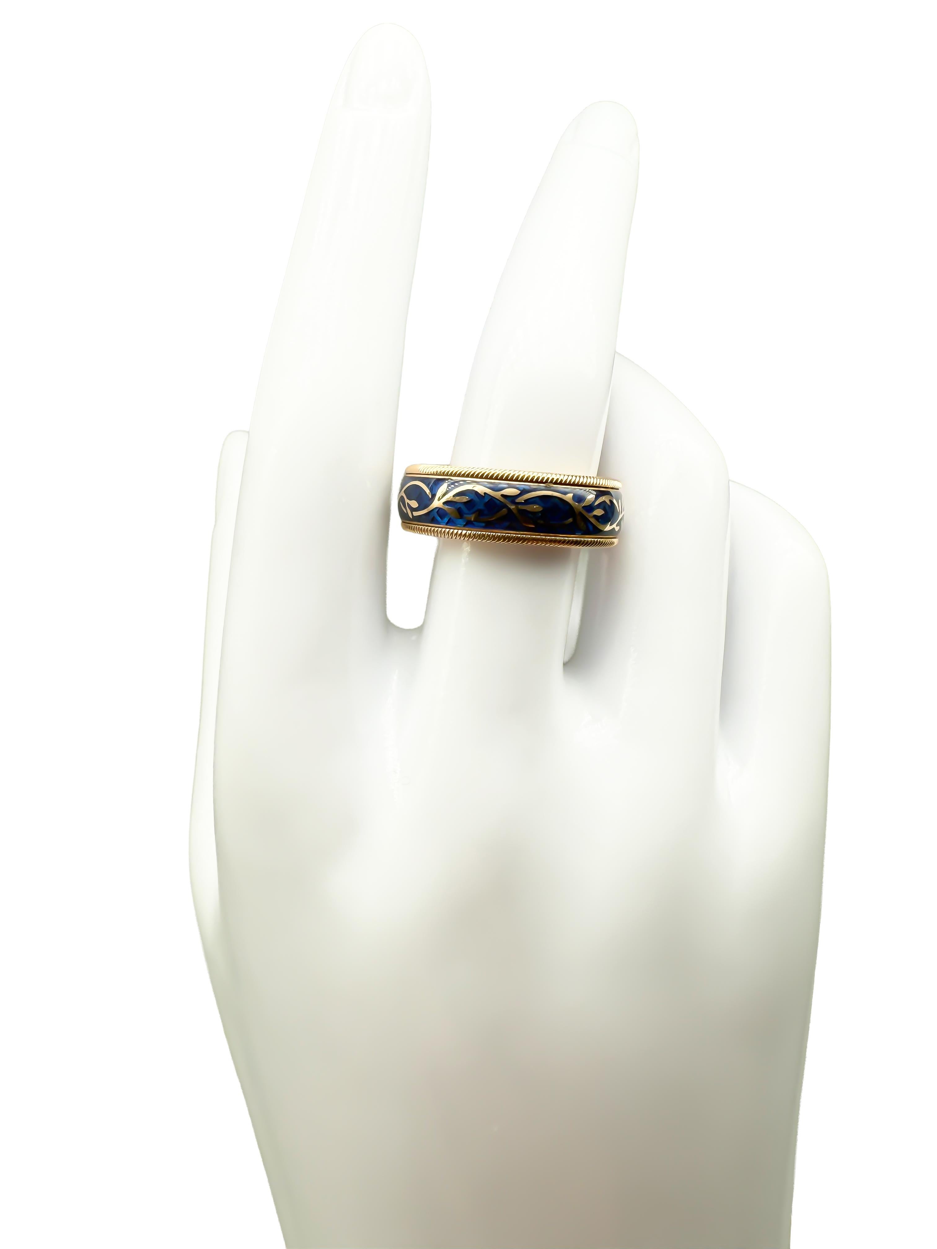 Bague Wellendorff en or jaune 18 carats avec diamants et émail à froid Unisexe en vente
