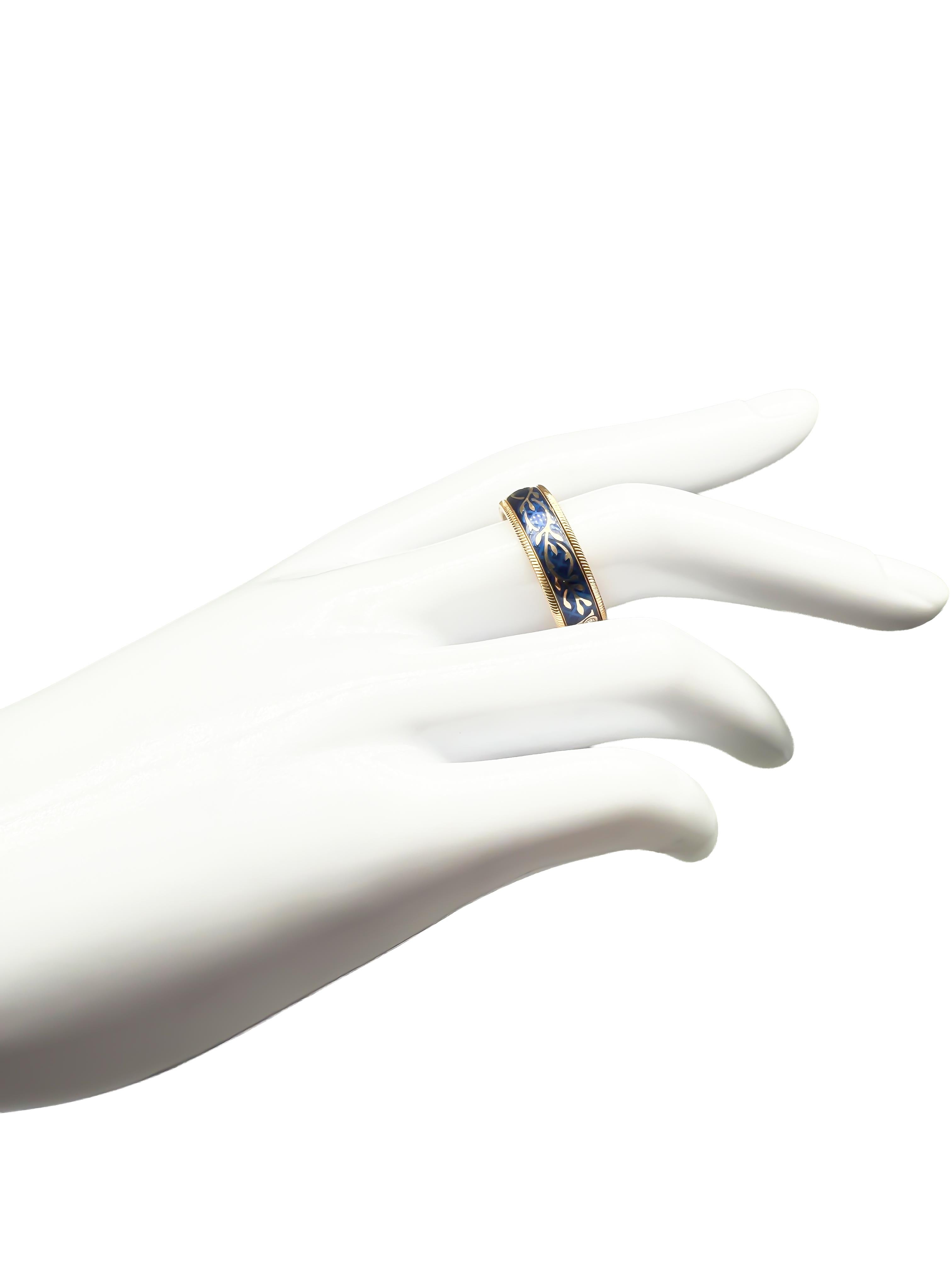 Bague Wellendorff en or jaune 18 carats avec diamants et émail à froid en vente 1