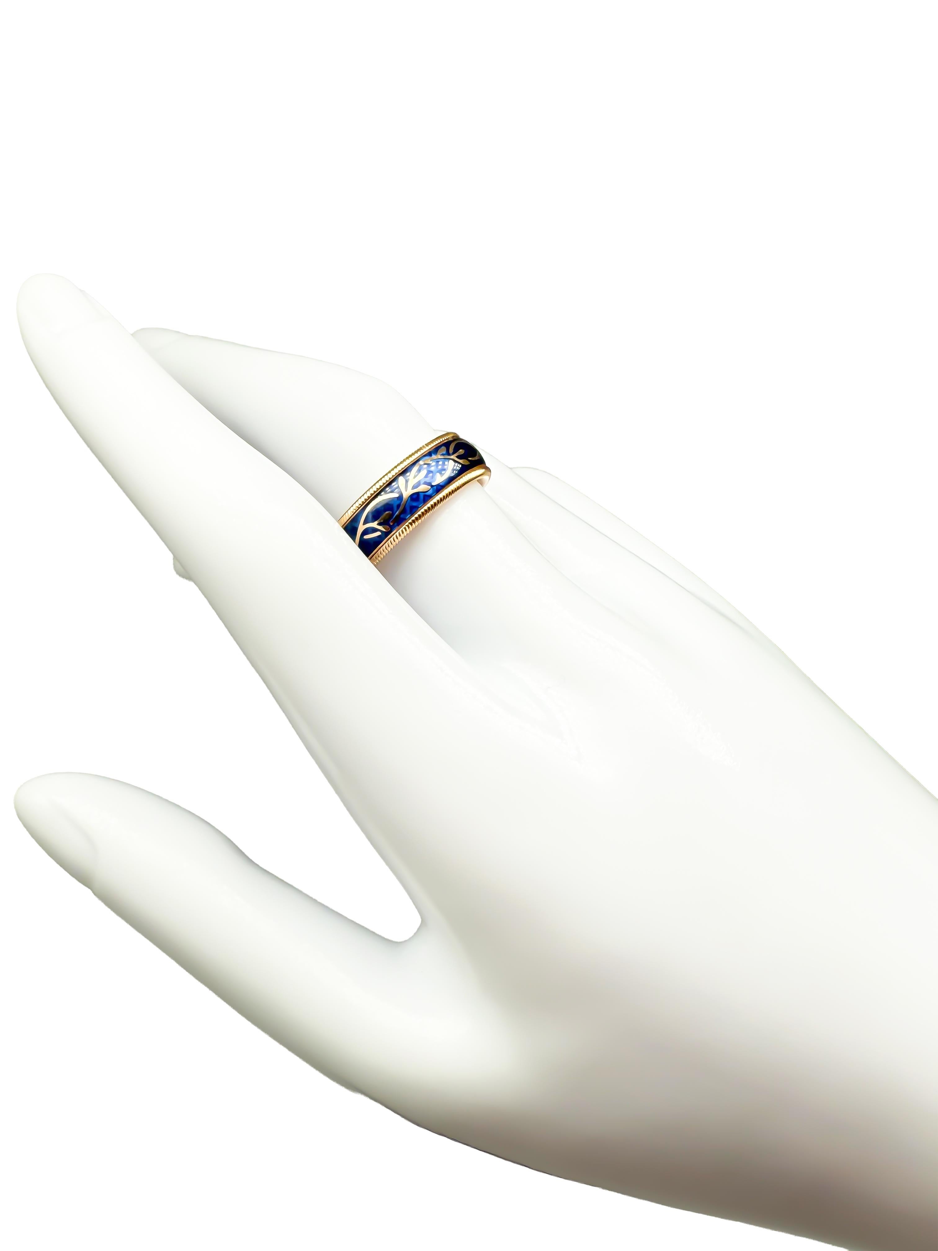Bague Wellendorff en or jaune 18 carats avec diamants et émail à froid en vente 2