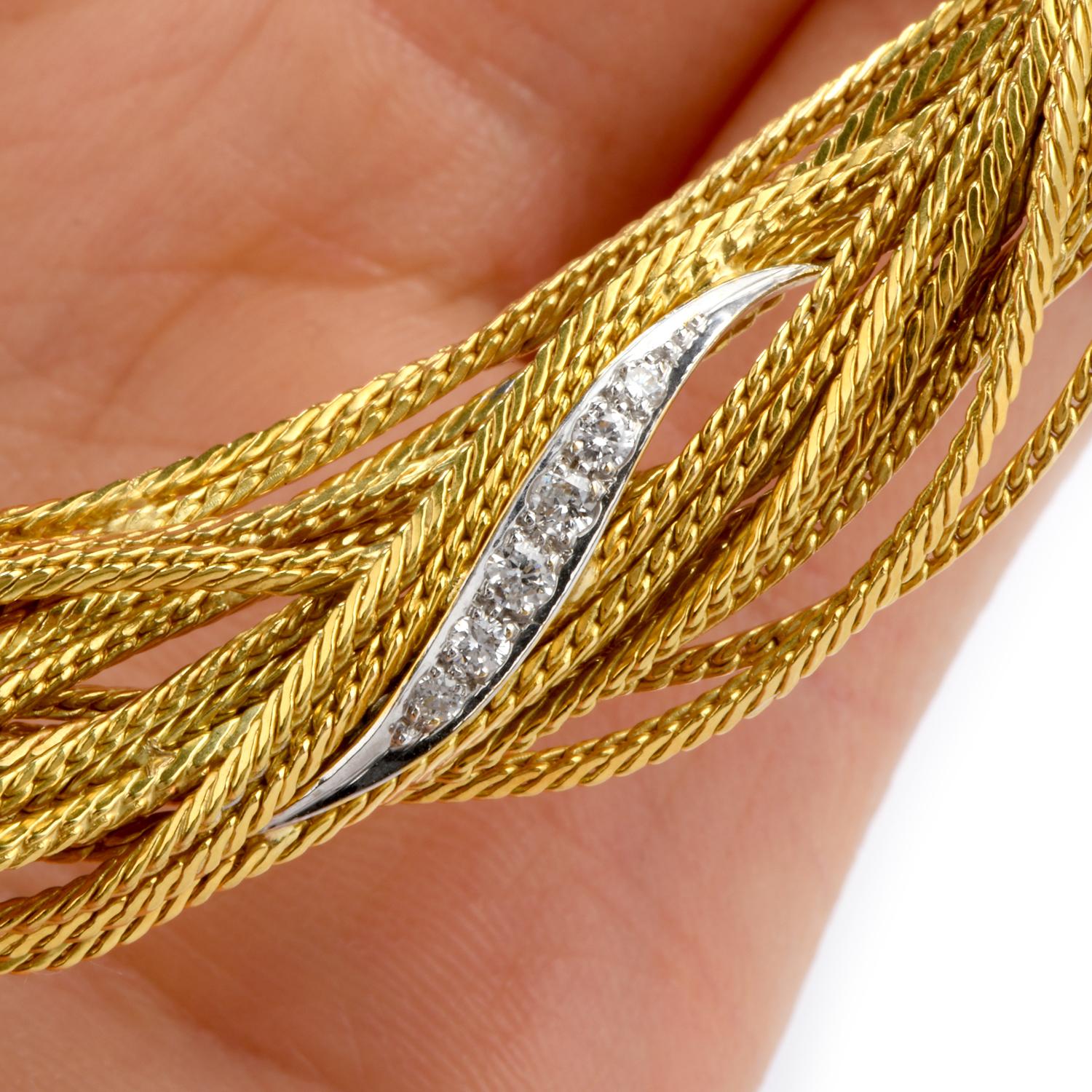 Women's Wellendorff  Vintage Diamond 18 Karat Multi Strand Gold Chocker Necklace