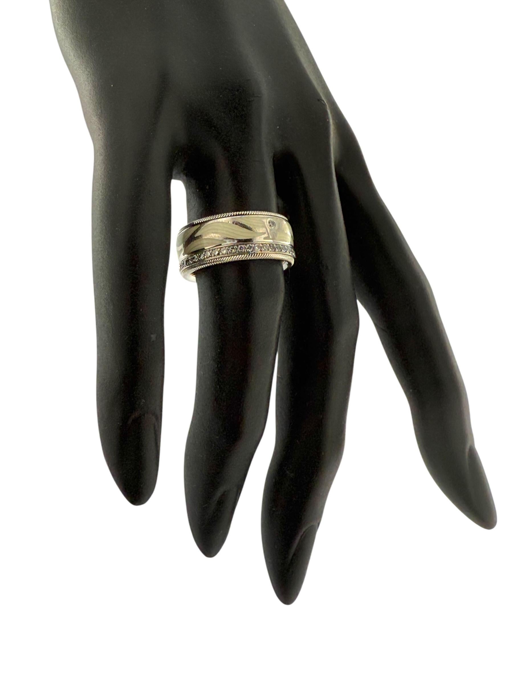 Wellendorff White and Rose Gold Kinetic Band Ring Enamel and Diamonds For Sale 9