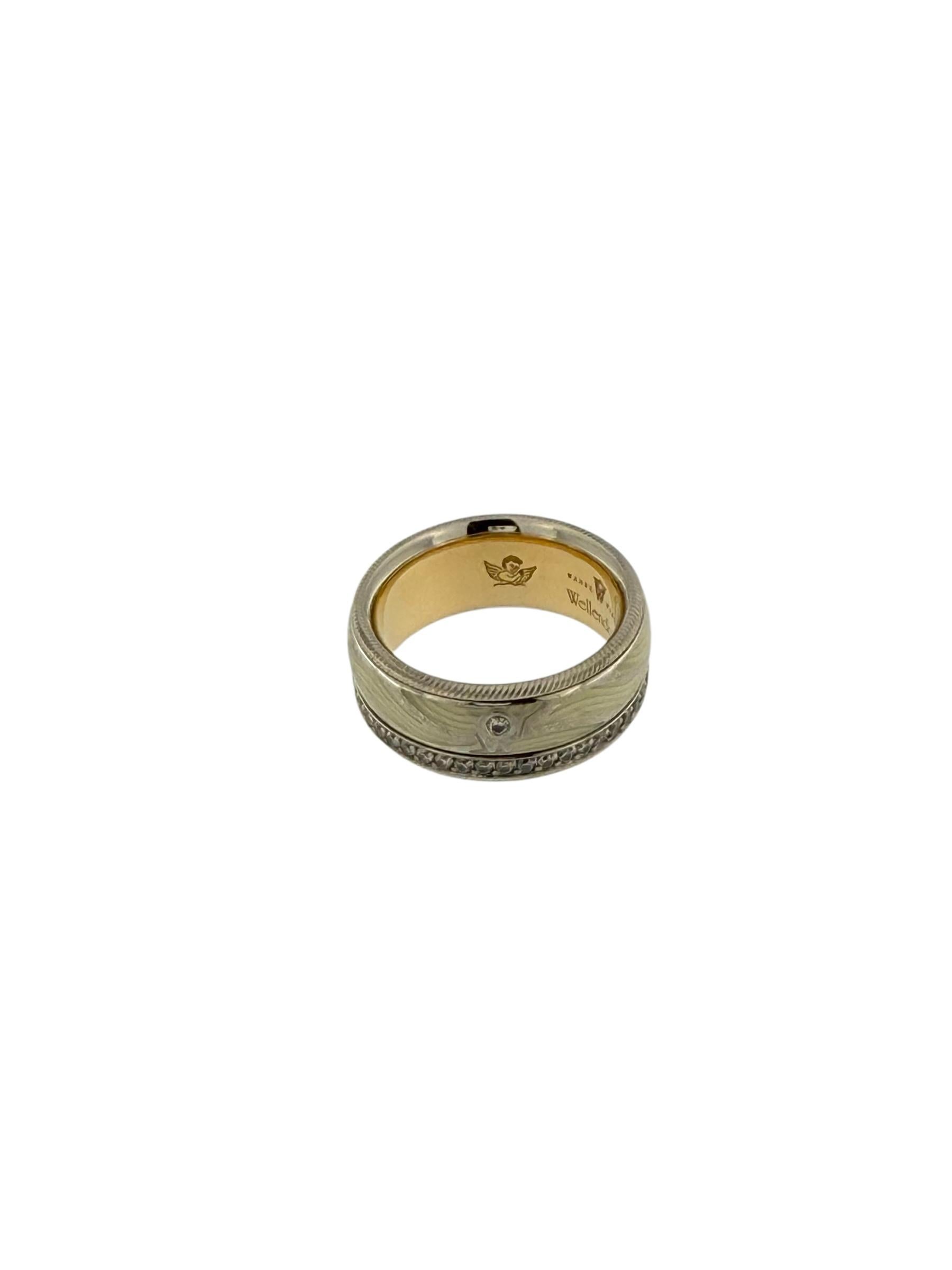 Artisan Wellendorff White and Rose Gold Kinetic Band Ring Enamel and Diamonds For Sale