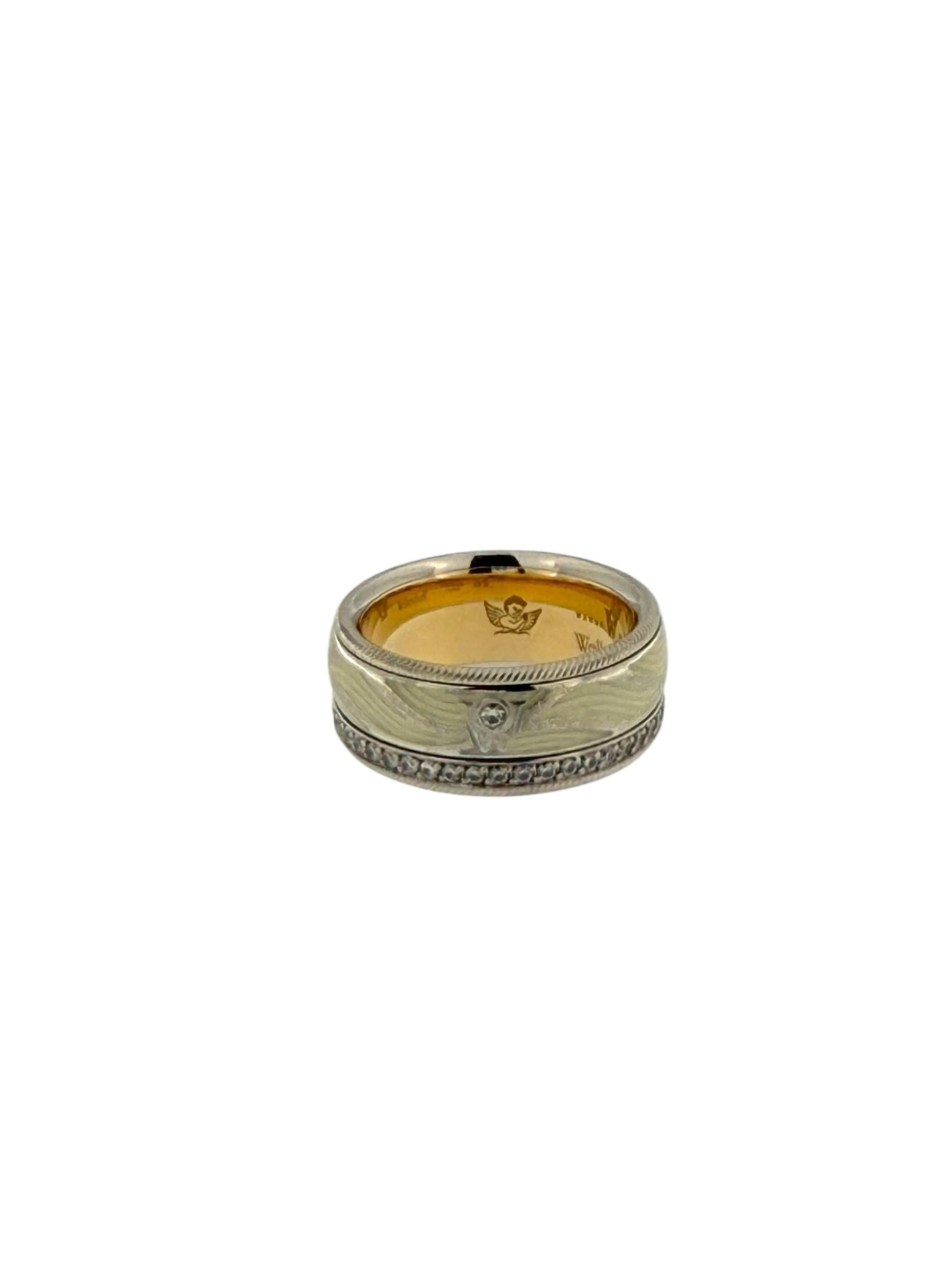 Brilliant Cut Wellendorff White and Rose Gold Kinetic Band Ring Enamel and Diamonds For Sale