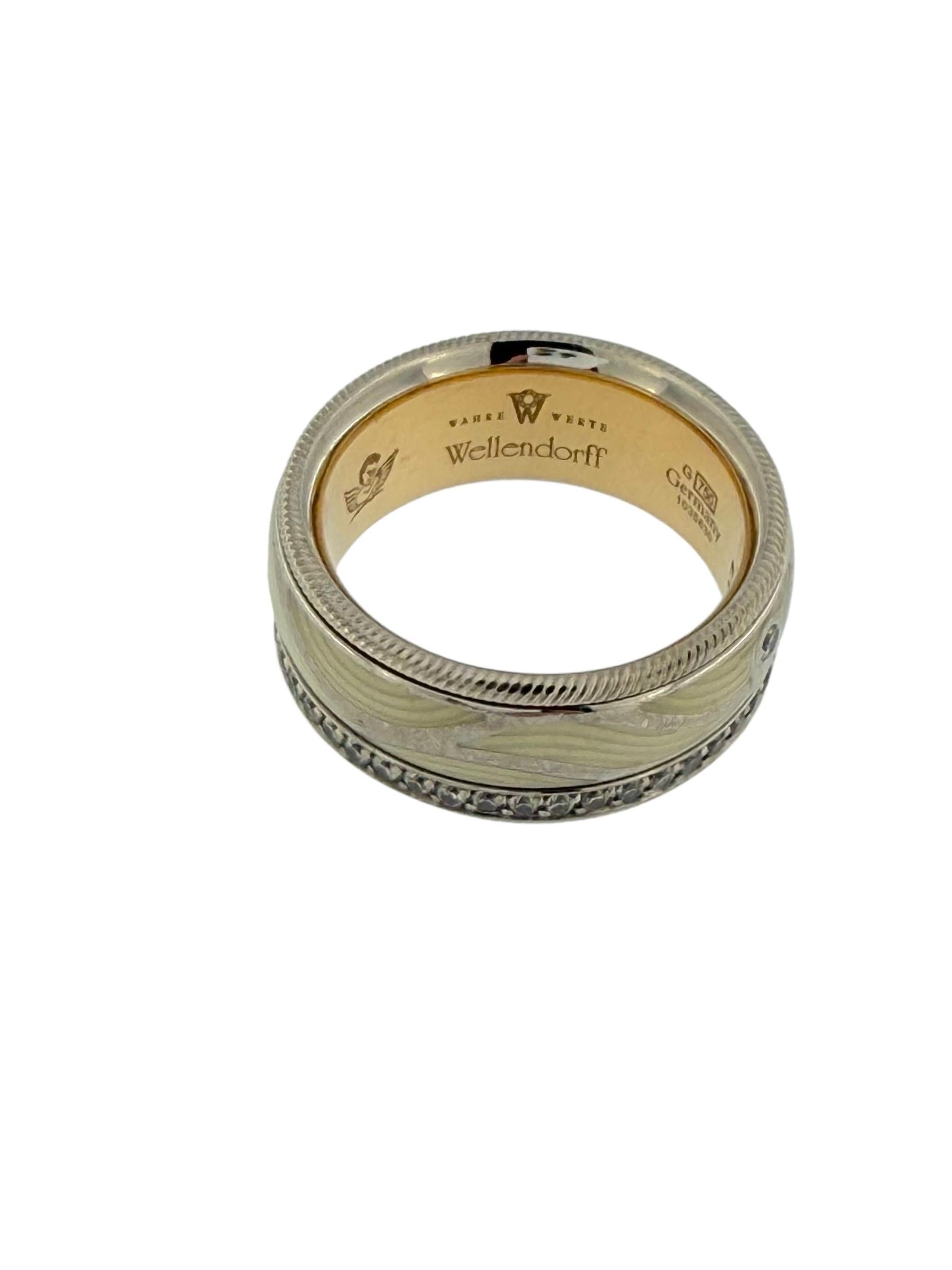 Wellendorff White and Rose Gold Kinetic Band Ring Enamel and Diamonds In Good Condition For Sale In Esch sur Alzette, Esch-sur-Alzette