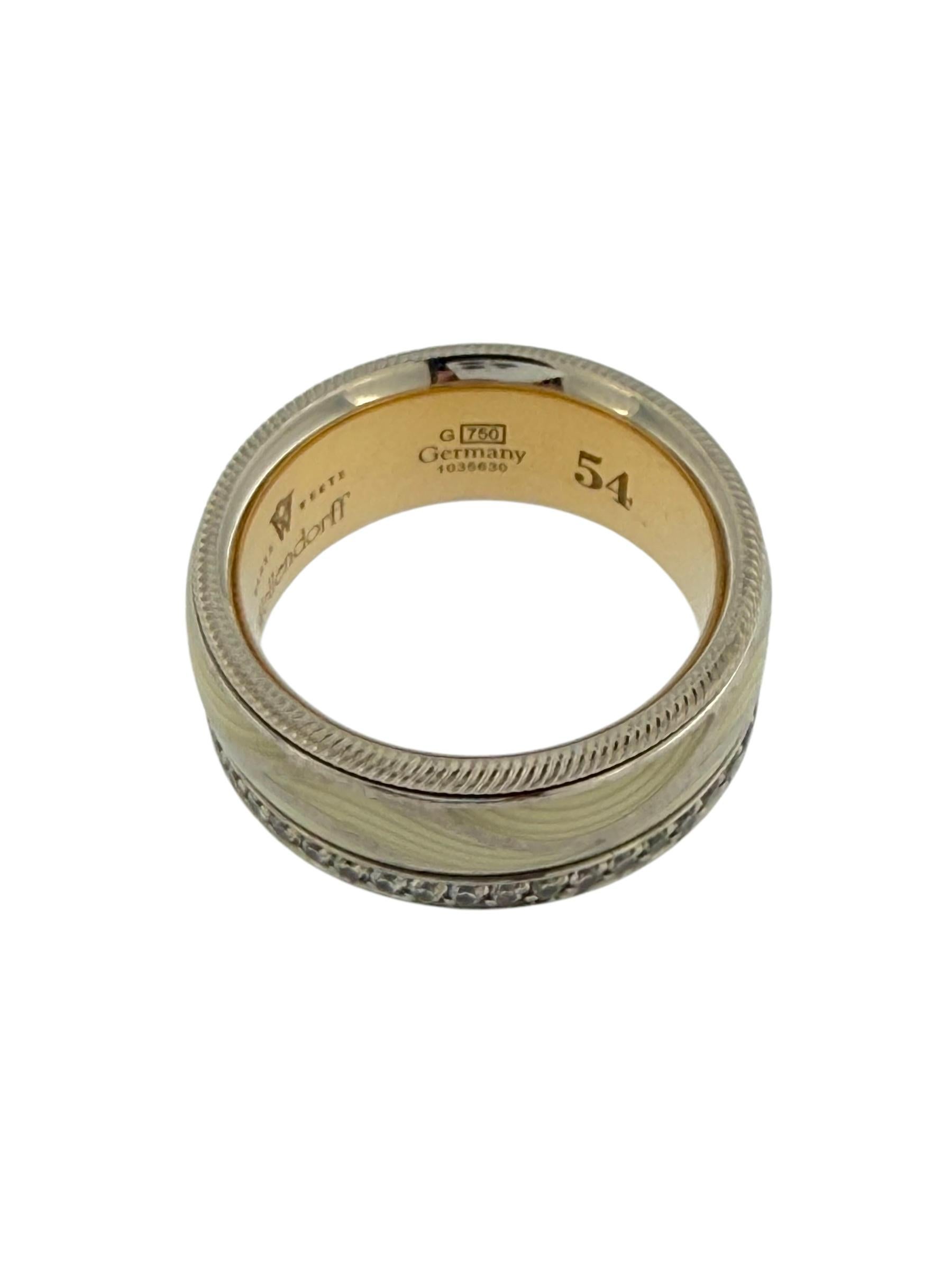 Women's or Men's Wellendorff White and Rose Gold Kinetic Band Ring Enamel and Diamonds For Sale