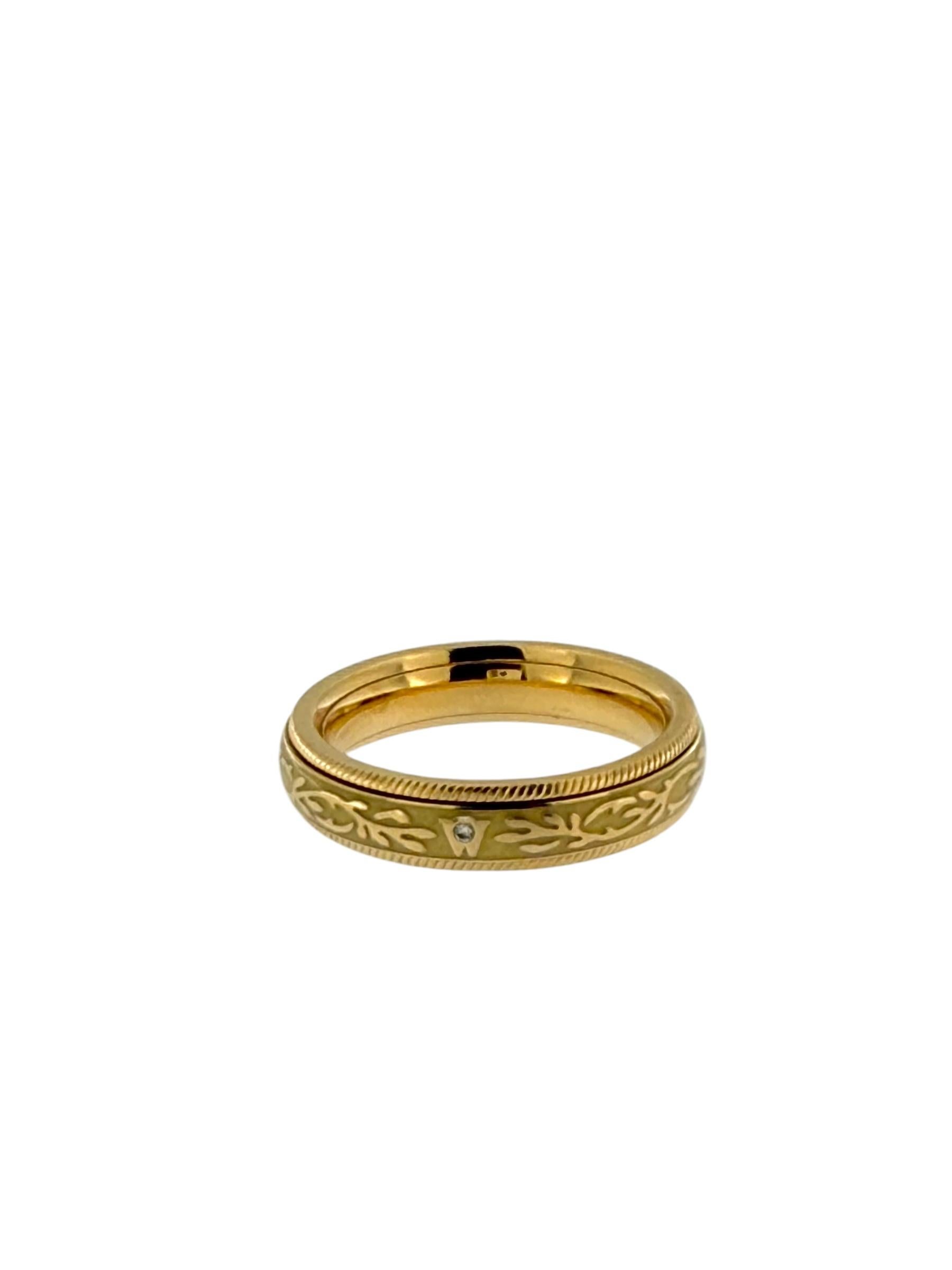 Women's or Men's Wellendorff Yellow Gold Kinetic Band Ring Enamel and Diamond For Sale