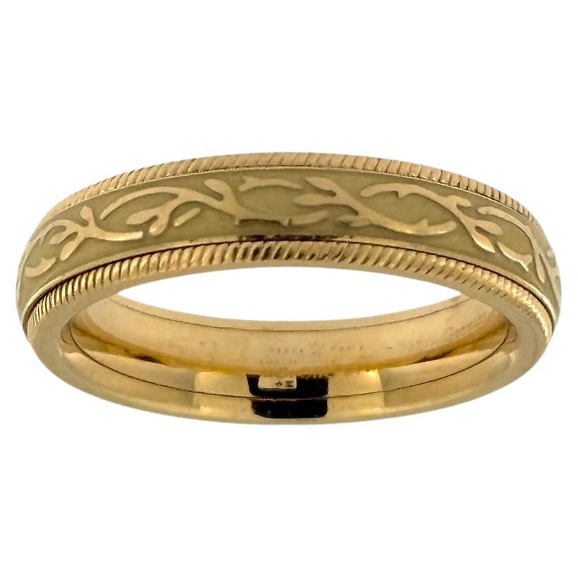Wellendorff Yellow Gold Kinetic Band Ring Enamel and Diamond