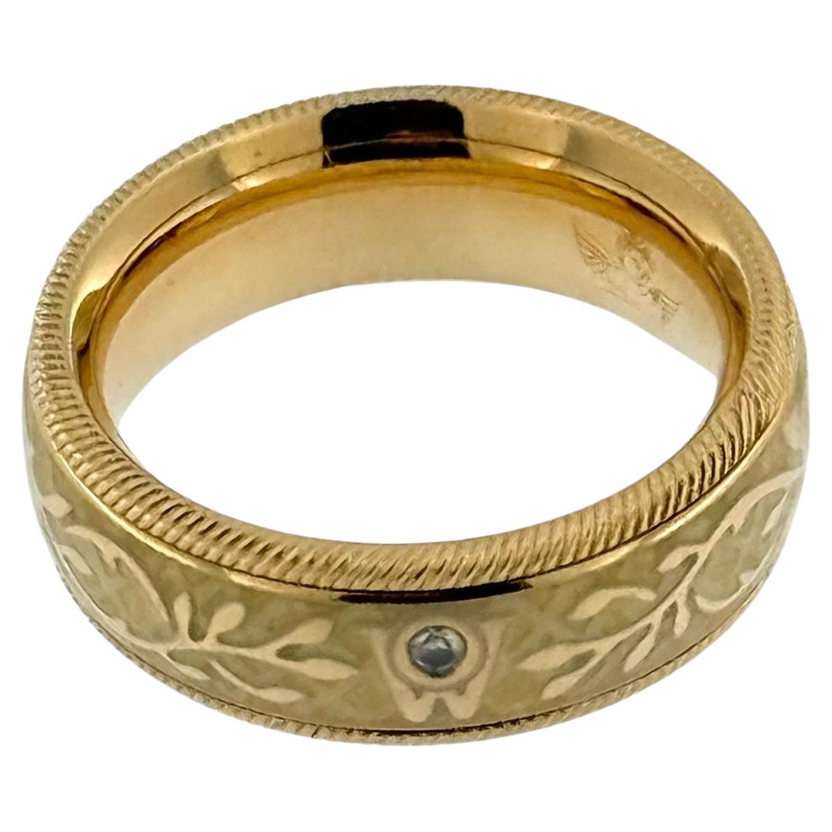 Wellendorff, bague jonc cinétique en or jaune, émail et diamants