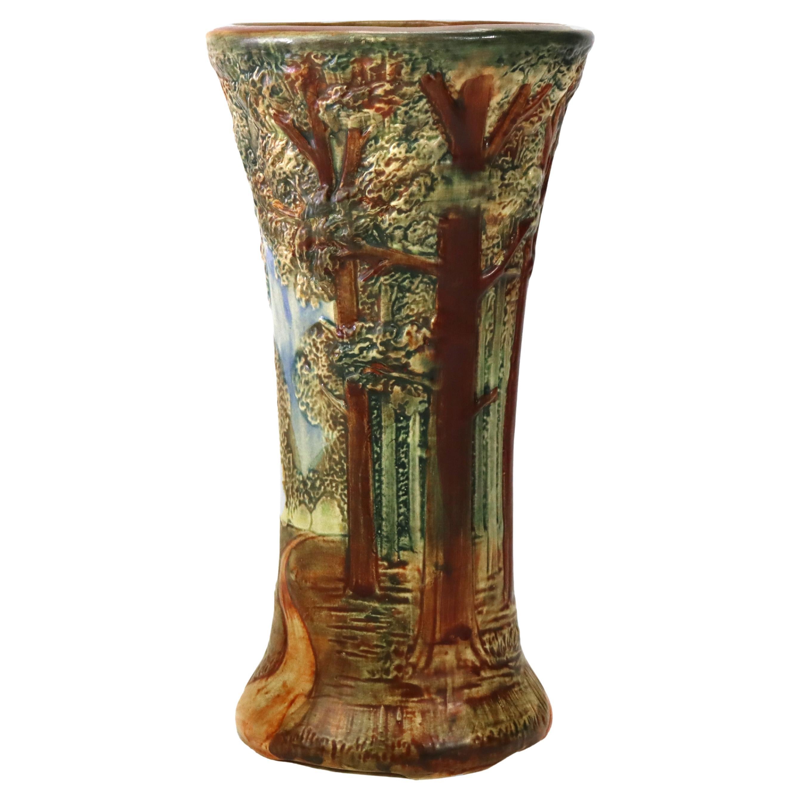 Weller Arts & Crafts Forest Pattern Vase Signed C1920