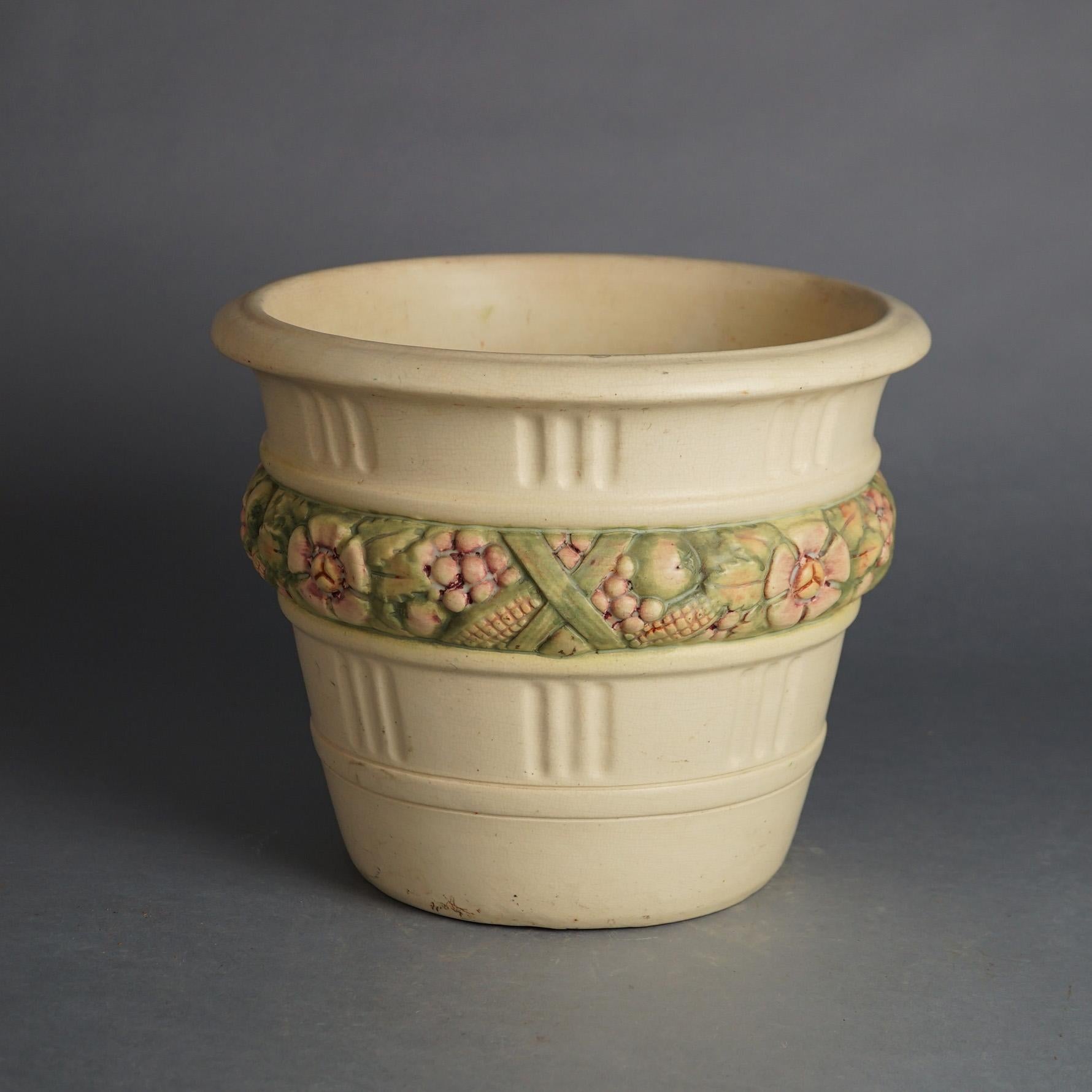 American Weller (attr) Art Pottery Jardiniere with Floral Band 20thC