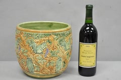 Weller Clinton Art Pottery Grün glasiert Eichhörnchen & Eichel Pflanzer Jardinière