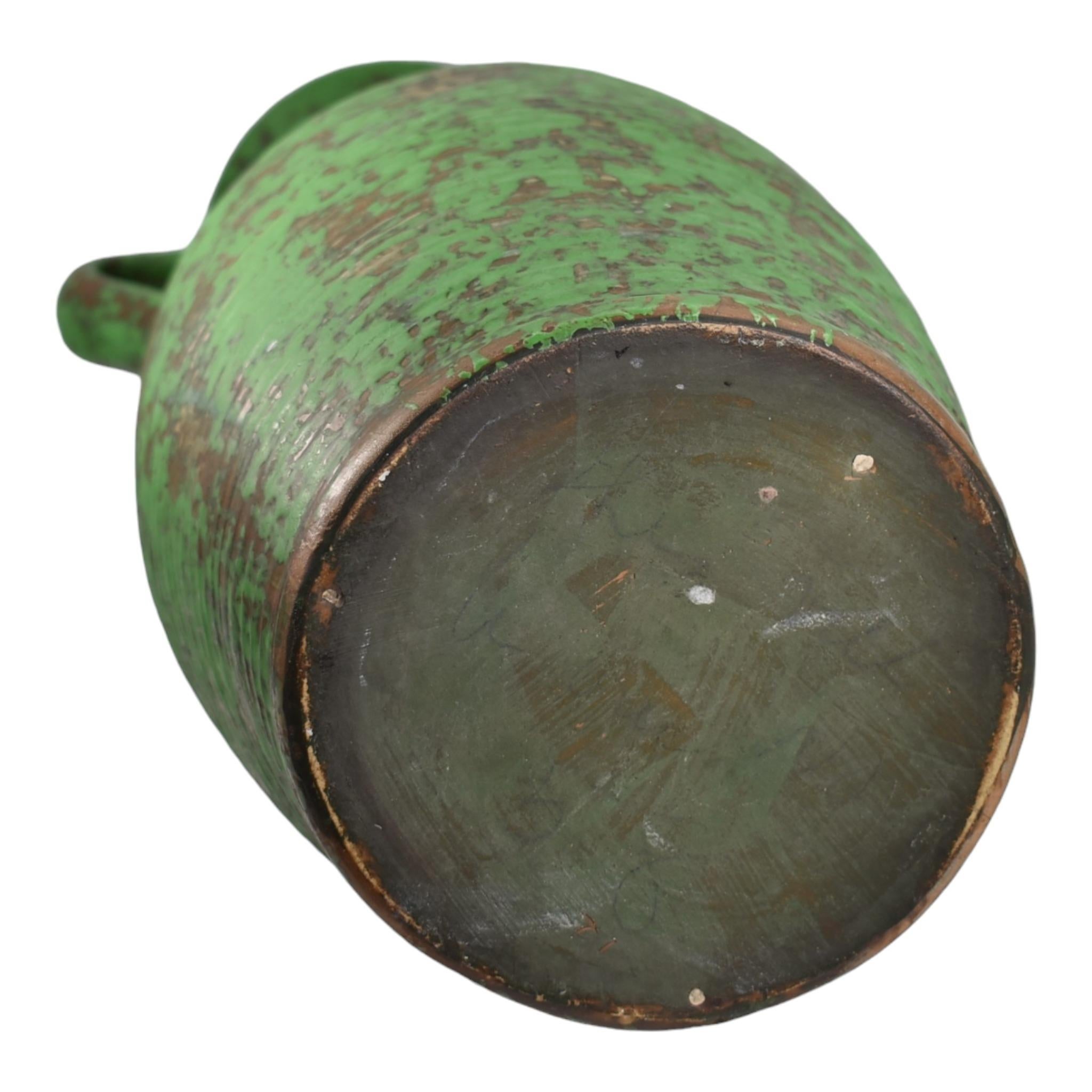 Weller Coppertone 1920s Vintage Arts and Crafts Pottery Green Ceramic Floor Vase For Sale 1