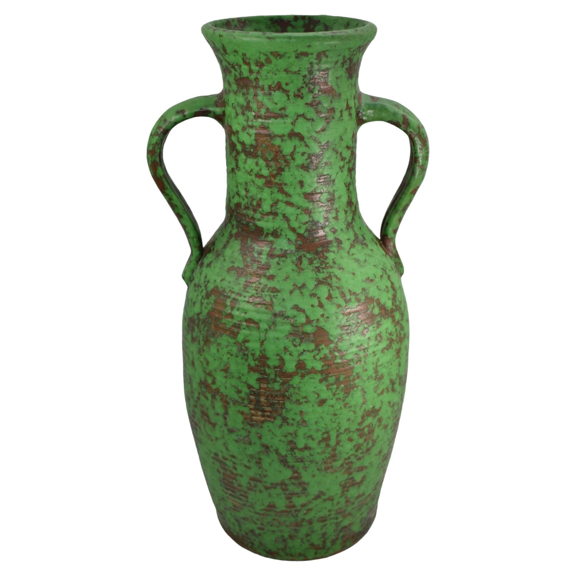 Weller Coppertone 1920s Vintage Arts and Crafts Pottery Green Ceramic Floor Vase