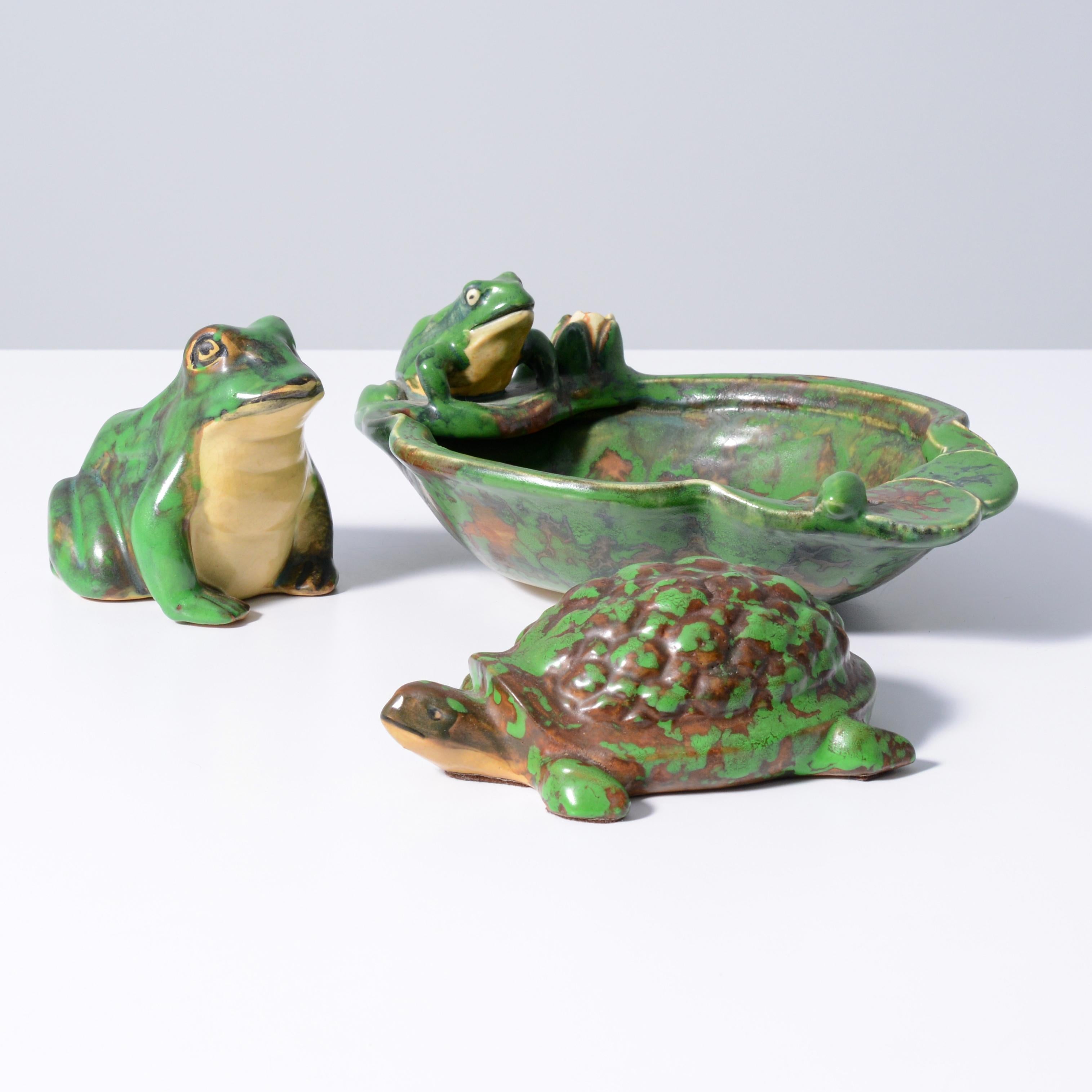 Weller COPPERTONE Frosch / Lilien Pad Schale, Rudolph Lorber Design im Angebot 5