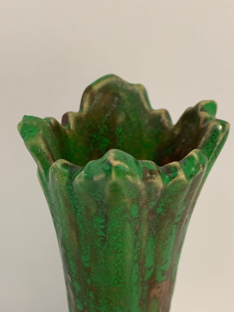 Hand-Crafted Weller Coppertone Frog Vase For Sale