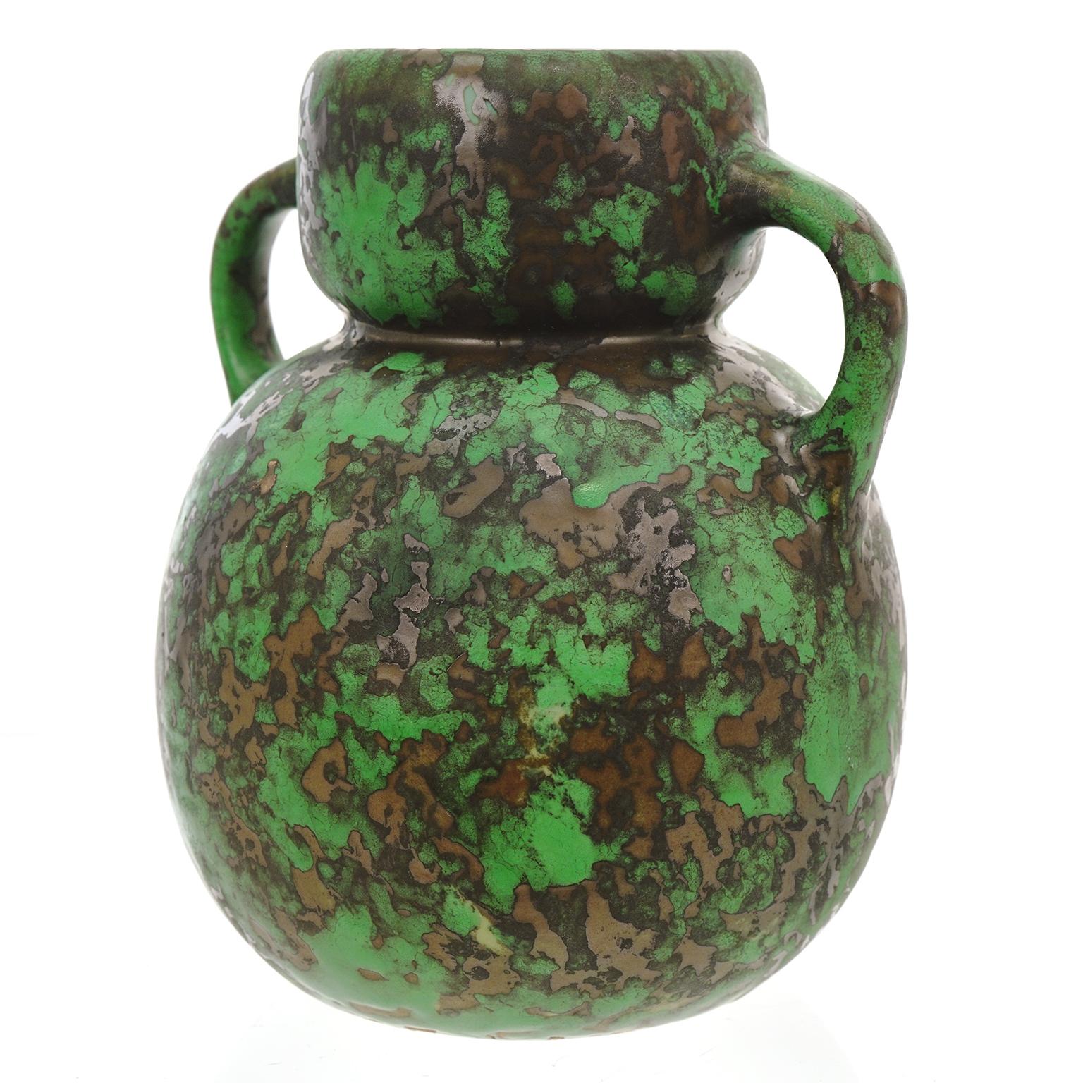 Weller Coppertone Glaze Double Handle Vase In Excellent Condition In Litchfield, CT