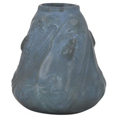 Weller Fru Russet Mottled Blue 1905 Antique Art Pottery Scarab Ceramic Vase