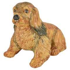 Weller Garden Ware Vintage 1920s Art Pottery Brown Ceramic Spaniel Dog Statue