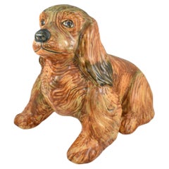 Weller Garden Ware Vintage 1920s Art Pottery Brown Ceramic Spaniel Dog Statue