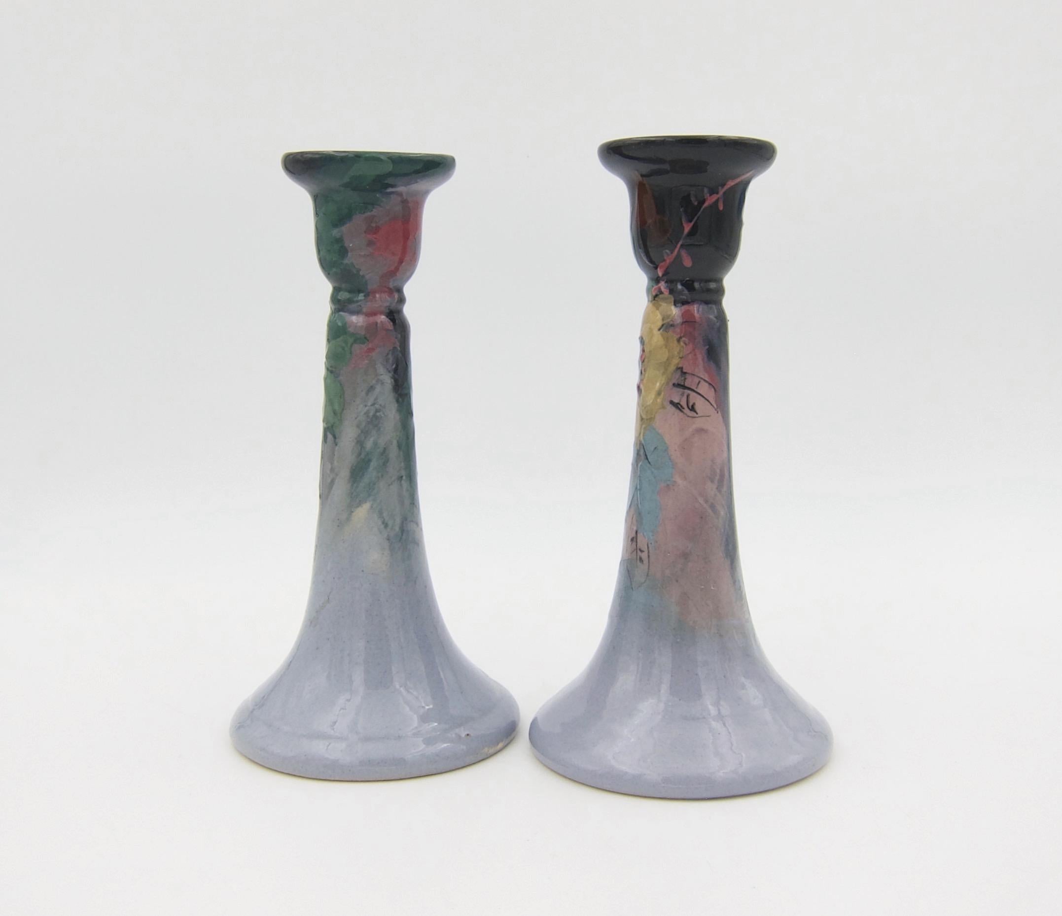 Arts and Crafts Weller Pottery Arts & Crafts Candle Holders