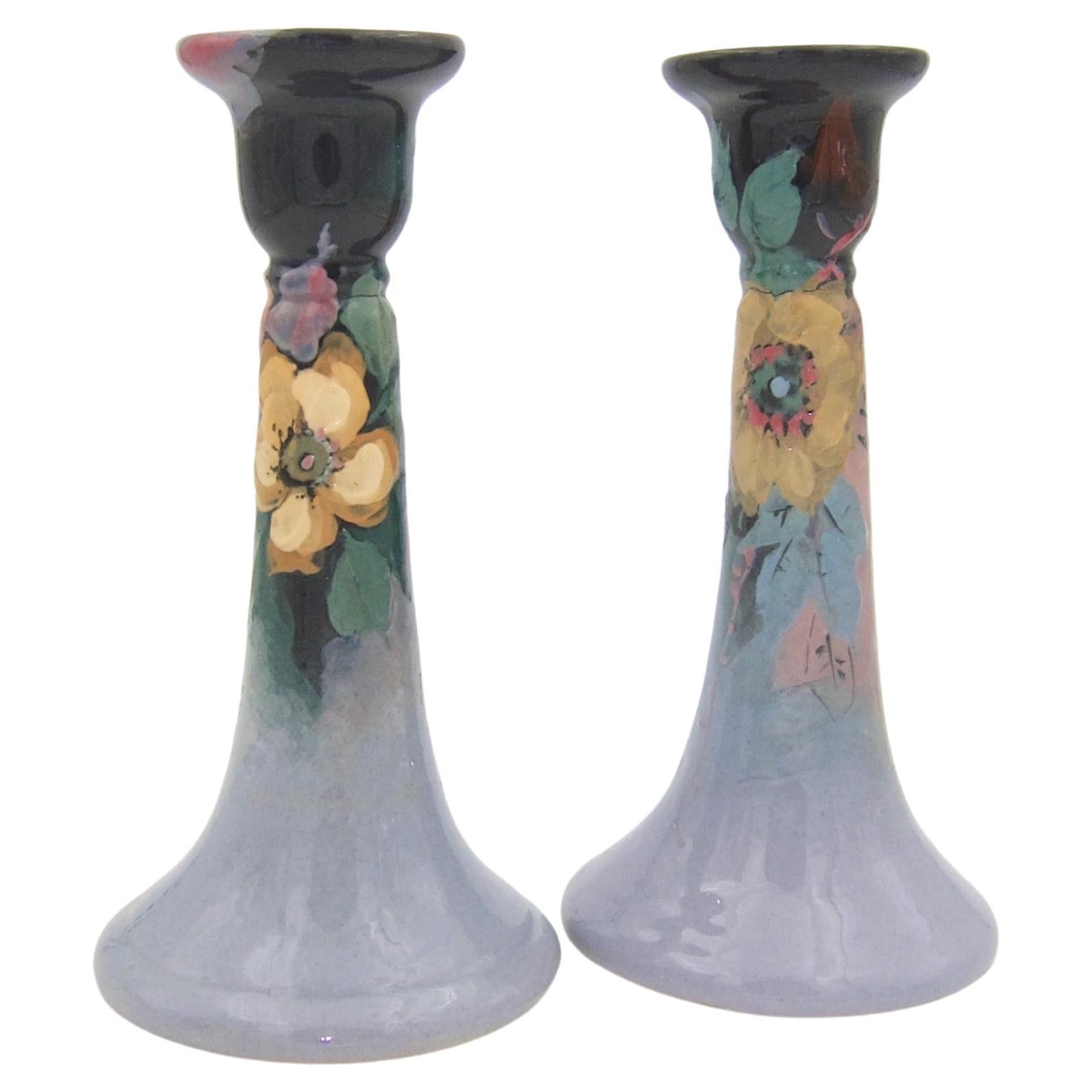 Weller Pottery Arts & Crafts Candle Holders