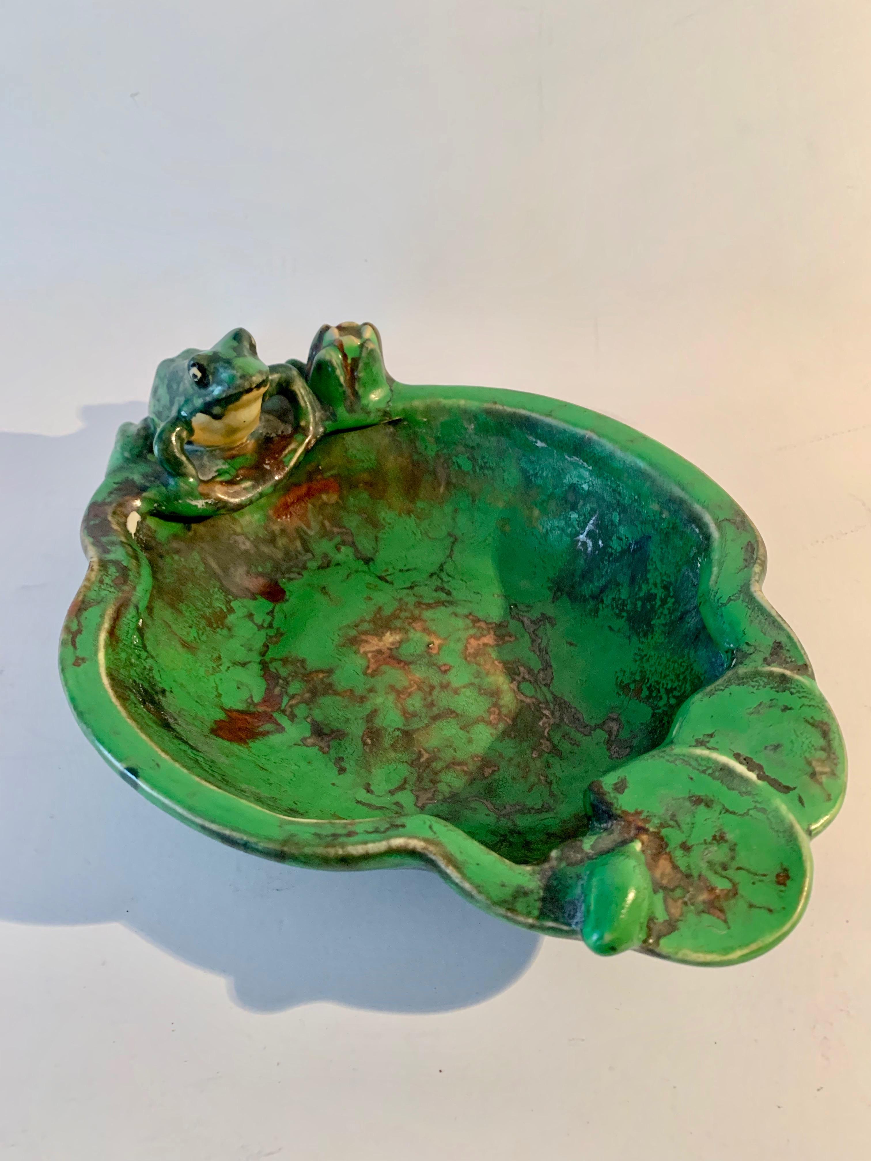 Weller Pottery Frog Bowl with Rookwood Flower Frog 1