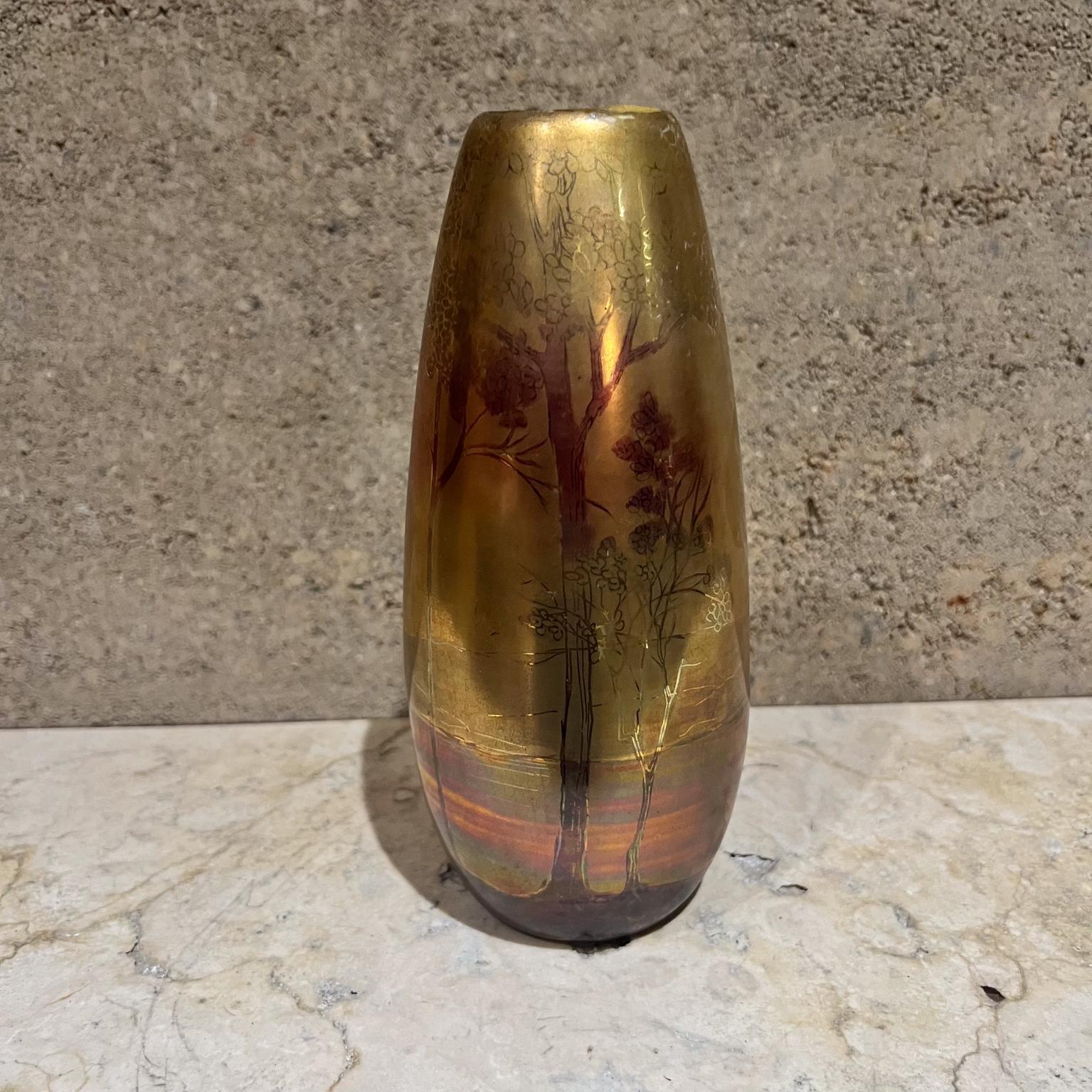 Weller Pottery Lasa Vaso d'oro smaltato Paesaggio artistico In condizioni buone in vendita a Chula Vista, CA