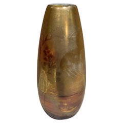 Weller Pottery Vase Lasa Glazed Gold Art Landscape (Paysage)