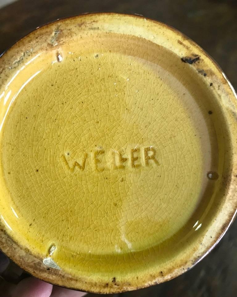 American Weller Pottery Stamped Signed Louwelsa Mushroom Ceramic Cup or Mug
