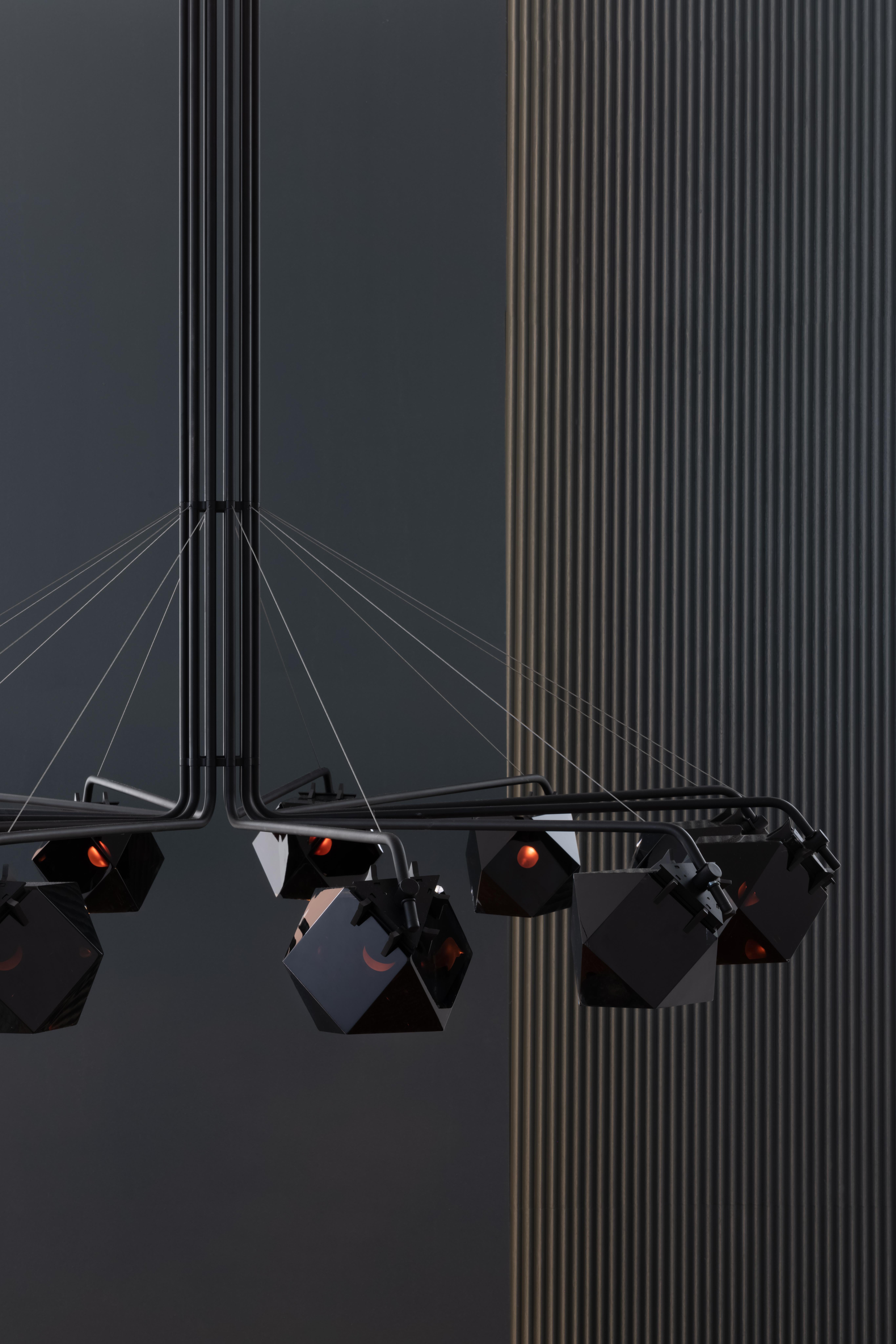 The Welles Central Chandelier 12 brings an impressive sense of scale and structure, making it the perfect statement piece for a large space. Munge’s capsule collection comprises a Central Chandelier in three different sizes, alongside an Arm