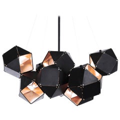 Welles Central Chandelier in Black and Brass by Gabriel Scott
