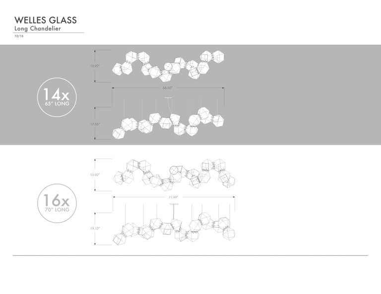 Metal Welles Glass Long Chandelier in Alabaster White Glass by Gabriel Scott For Sale