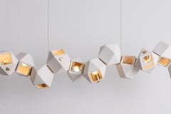 Welles Long Chandelier 24 in Porcelain & Brass by Kelly Hoppen & Gabriel Scott