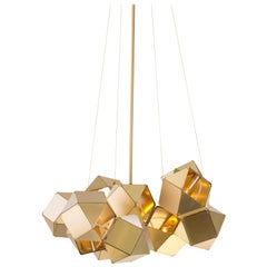 Welles Steel Central Chandelier in Satin Brass by Gabriel Scott