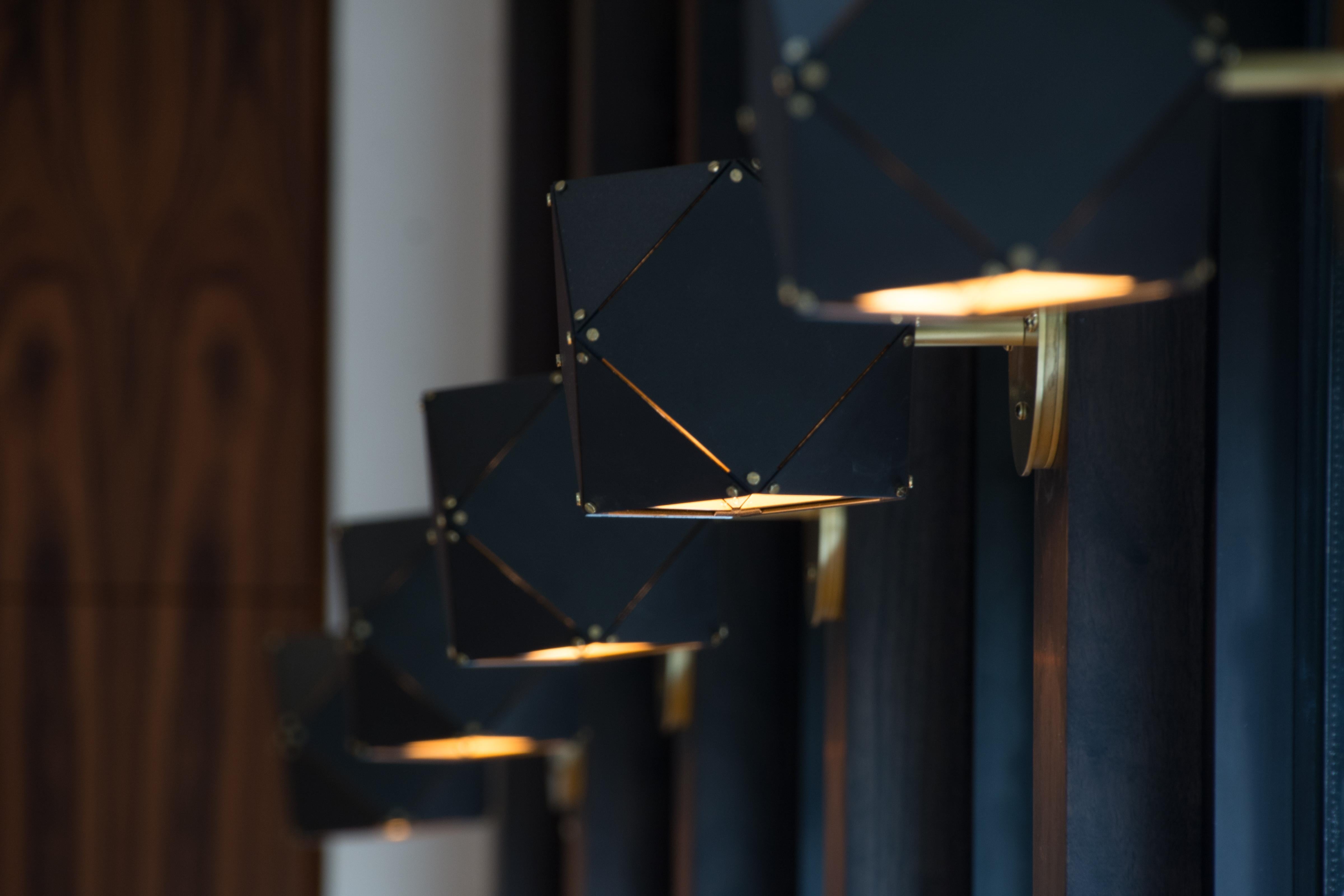 Modern Welles Steel Single Wall Sconce in Black by Gabriel Scott For Sale