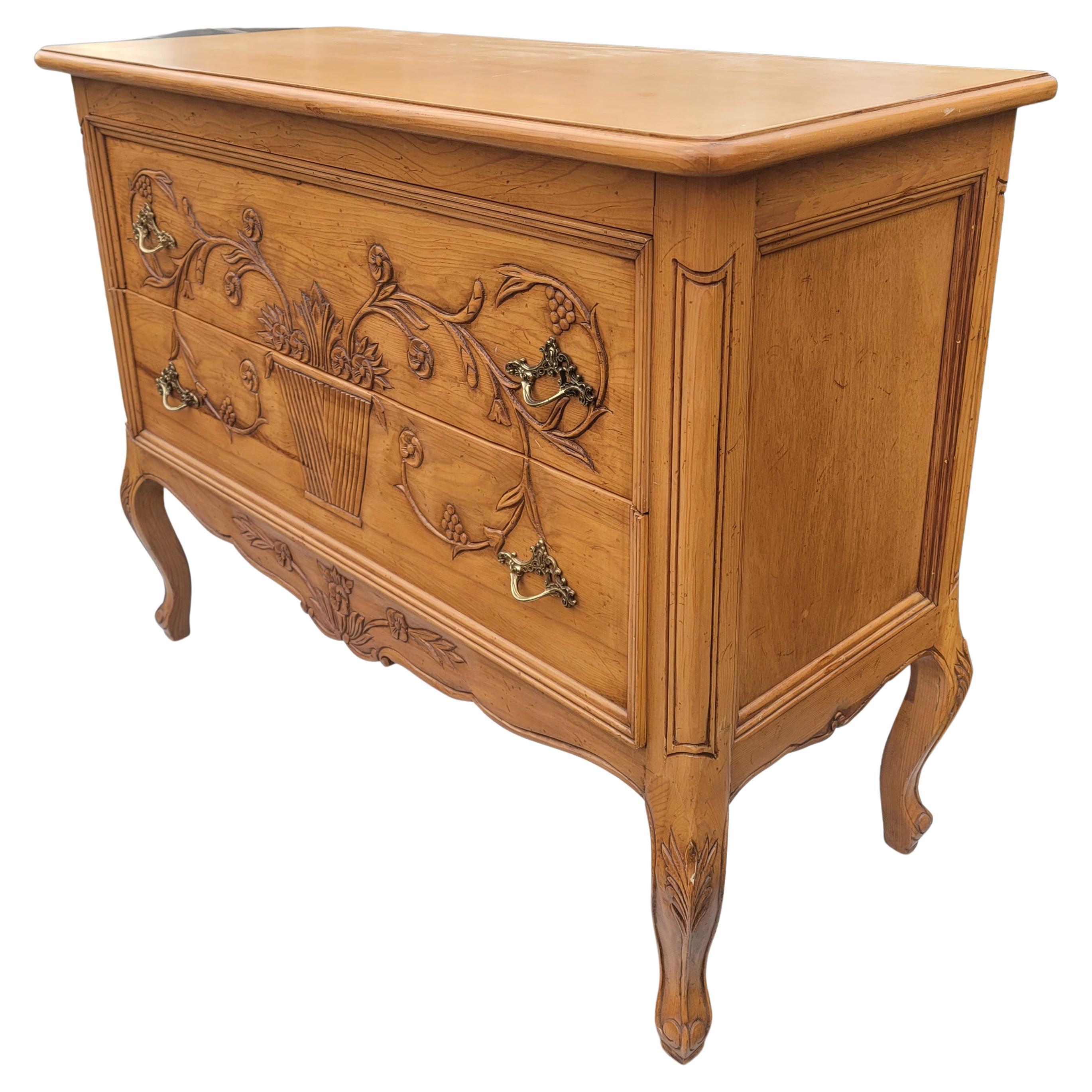 Unknown Wellesley Guild Hand-Carved Hand-Crafted Arts and Crafts Style Fruitwood Commode For Sale
