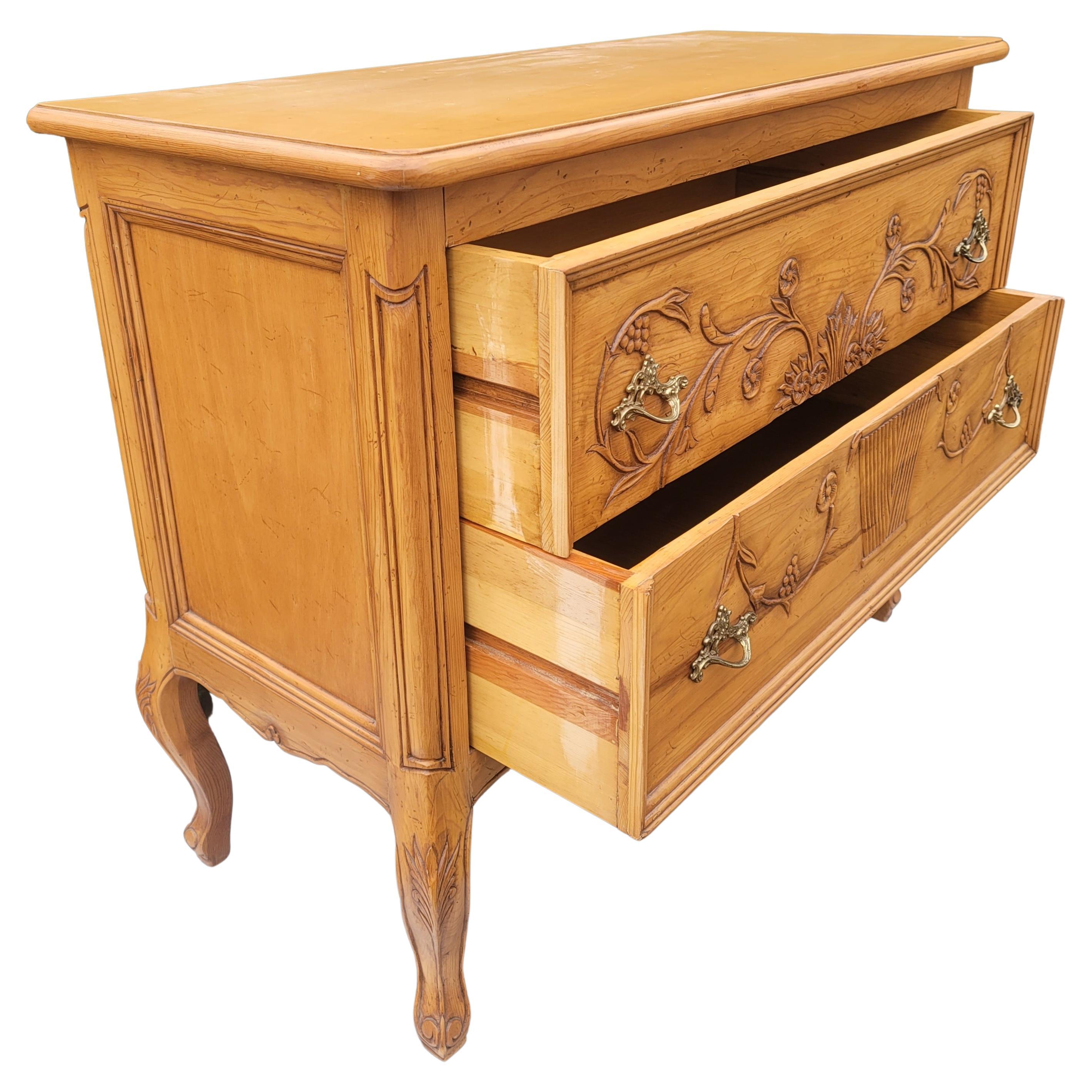 20th Century Wellesley Guild Hand-Carved Hand-Crafted Arts and Crafts Style Fruitwood Commode For Sale