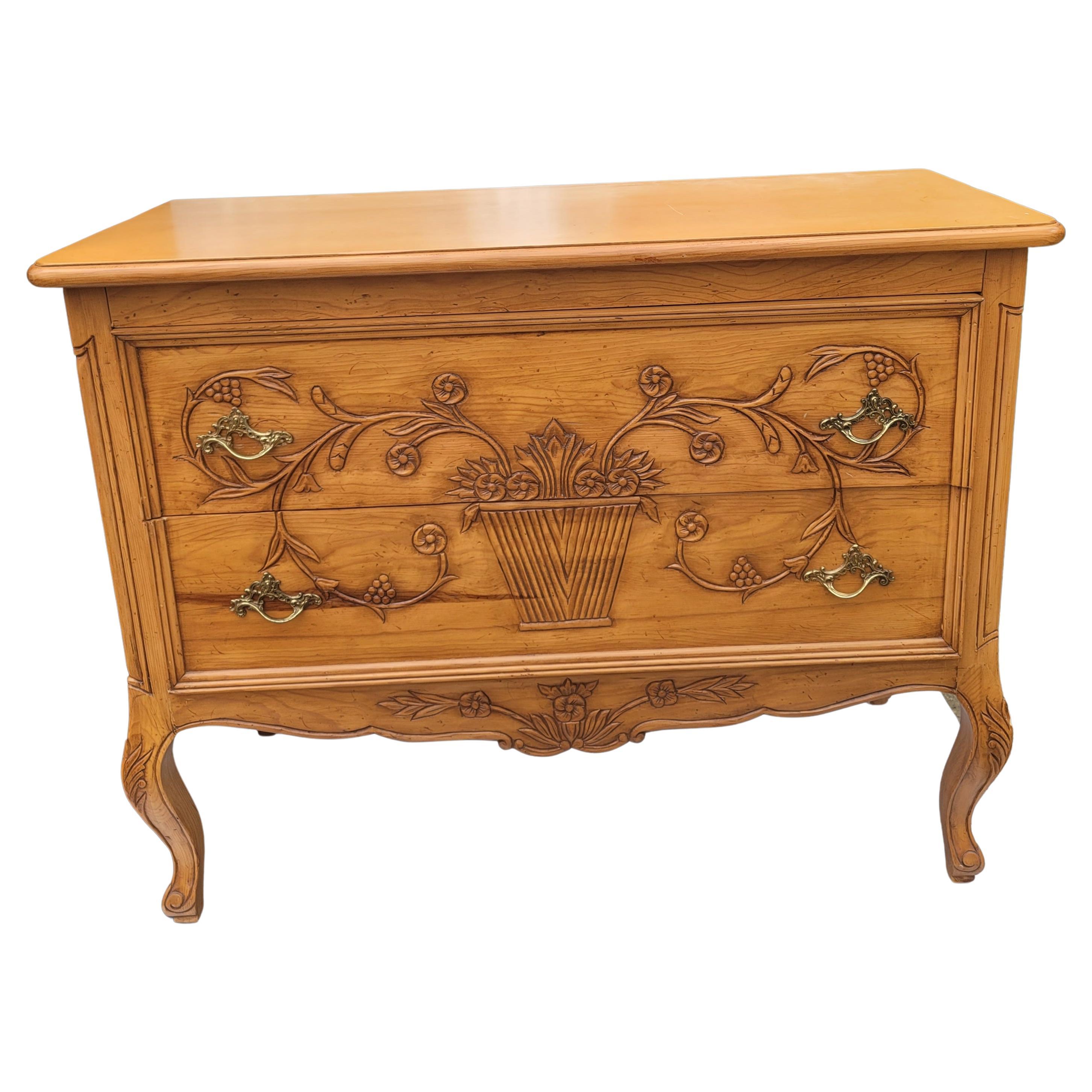 Wellesley Guild Hand-Carved Hand-Crafted Arts and Crafts Style Fruitwood Commode For Sale