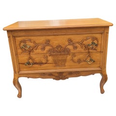 Retro Wellesley Guild Hand-Carved Hand-Crafted Arts and Crafts Style Fruitwood Commode