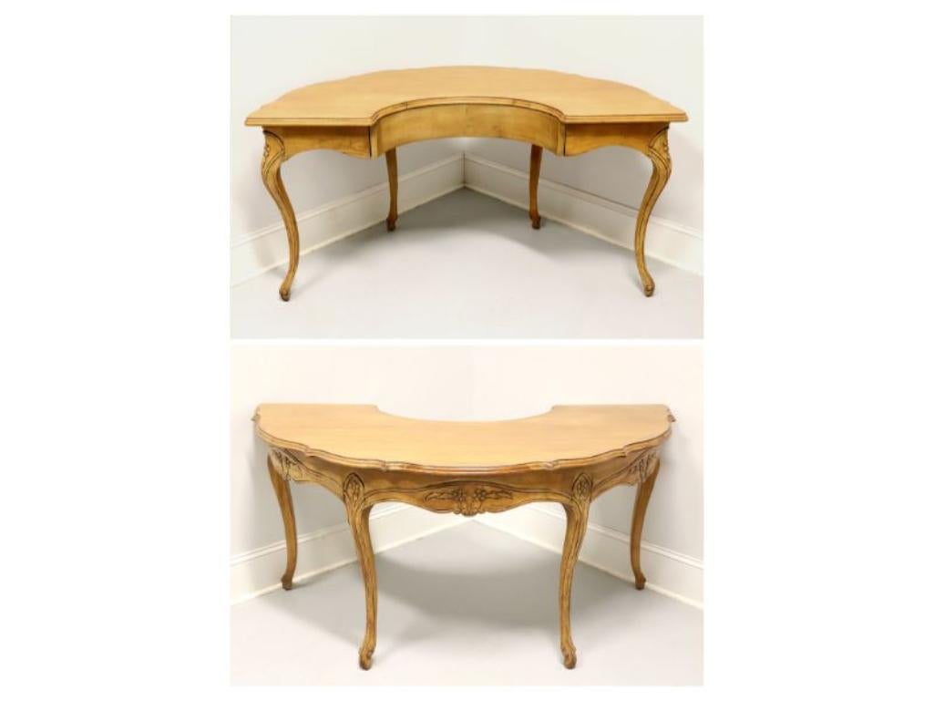 WELLESLEY GUILD Walnut French Country Serpentine Half Circle Writing Desk 6