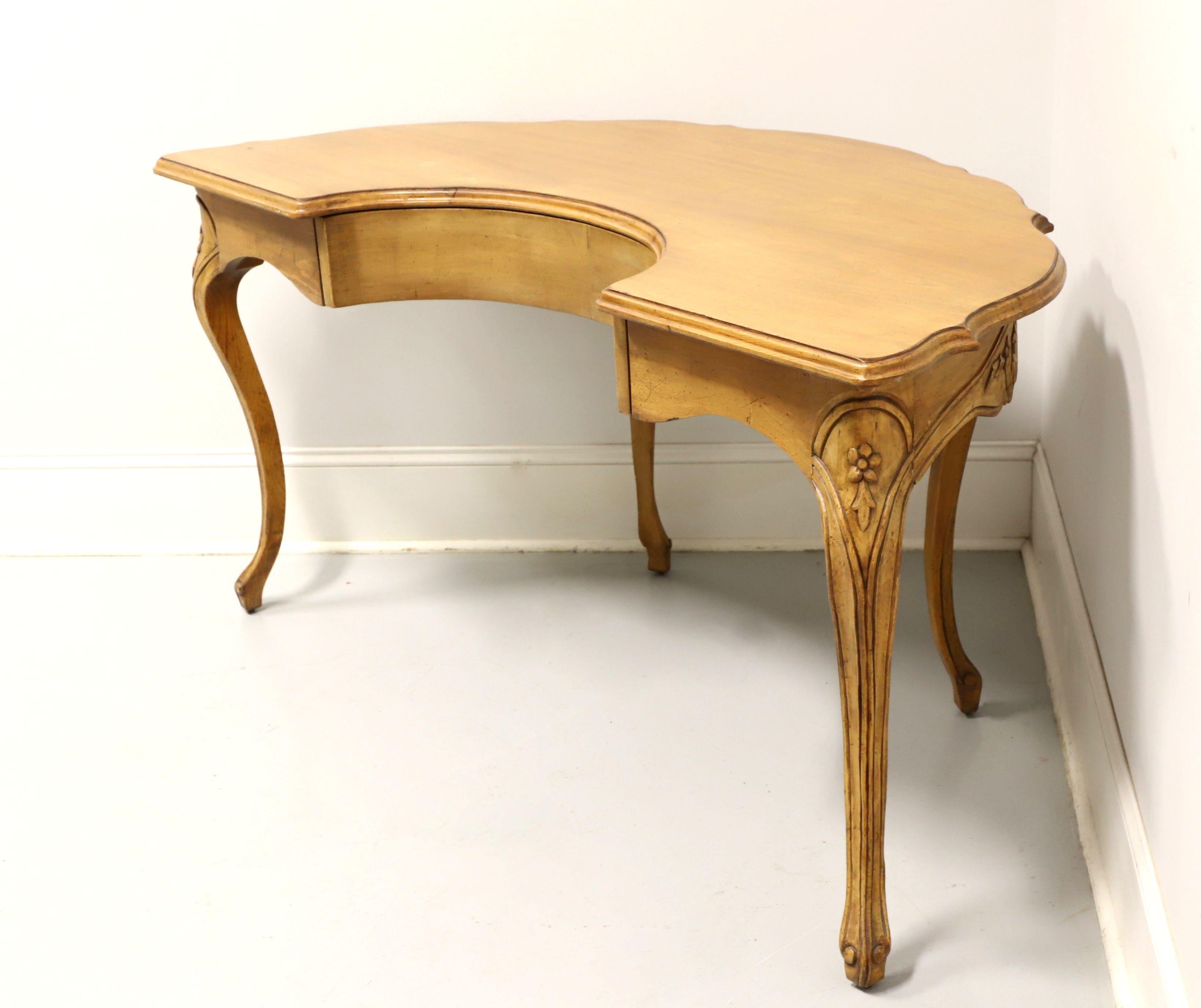 WELLESLEY GUILD Walnut French Country Serpentine Half Circle Writing Desk In Good Condition In Charlotte, NC