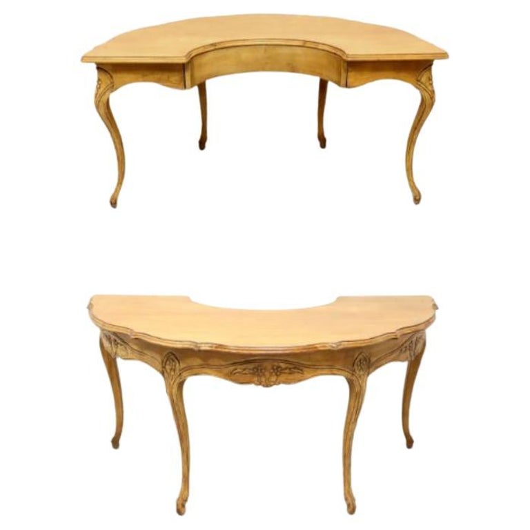 WELLESLEY GUILD Walnut French Country Serpentine Half Circle Writing