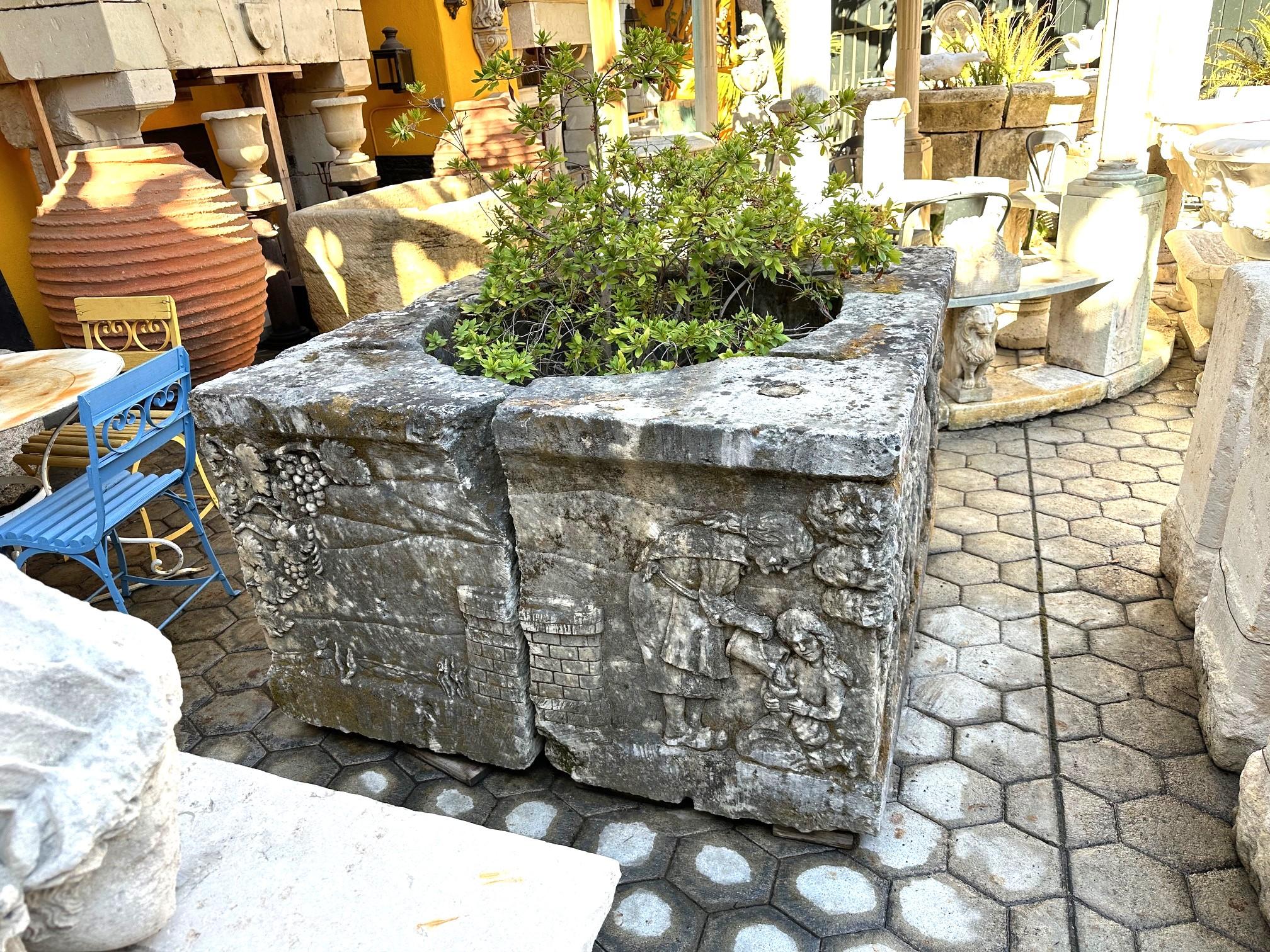 Wellhead Hand Carved Stone Fountain Firepit Basin La Vie En Provence Antique CA 13