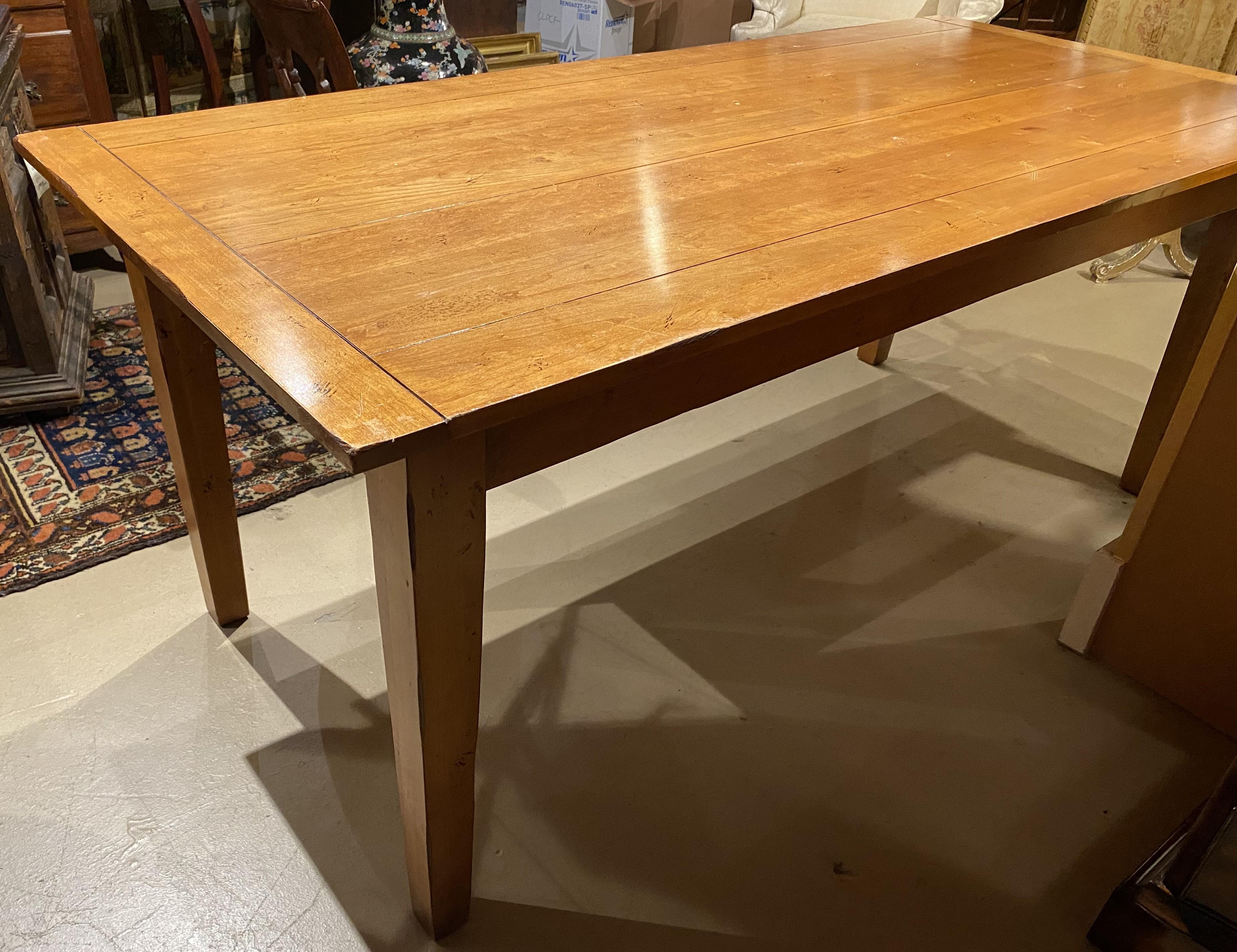 Country  Cherry Farm Table with Breadboard Ends For Sale